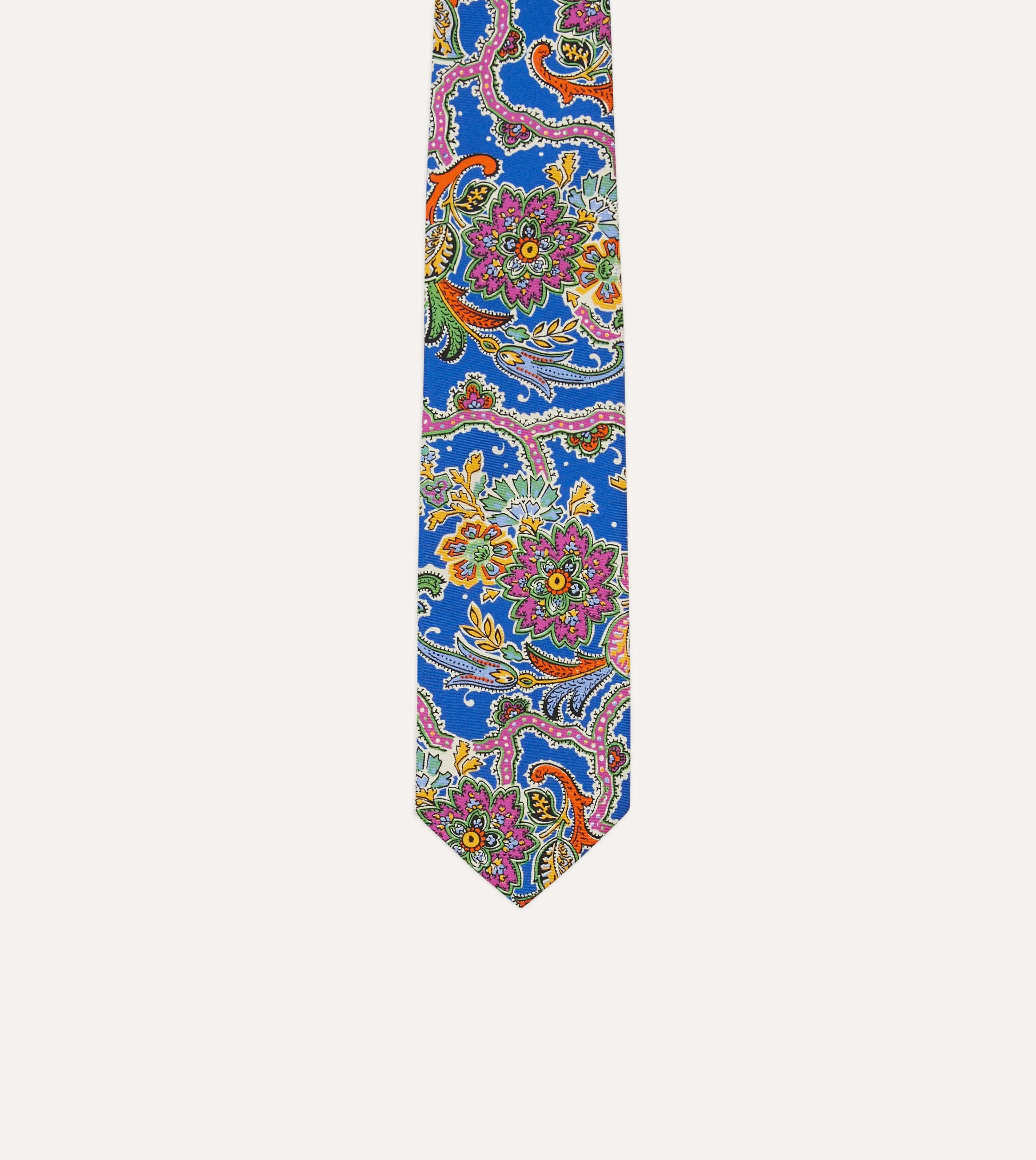Blue Large Paisley Silk Self-Tipped Tie sold by Drake's London product image thumbnail 3