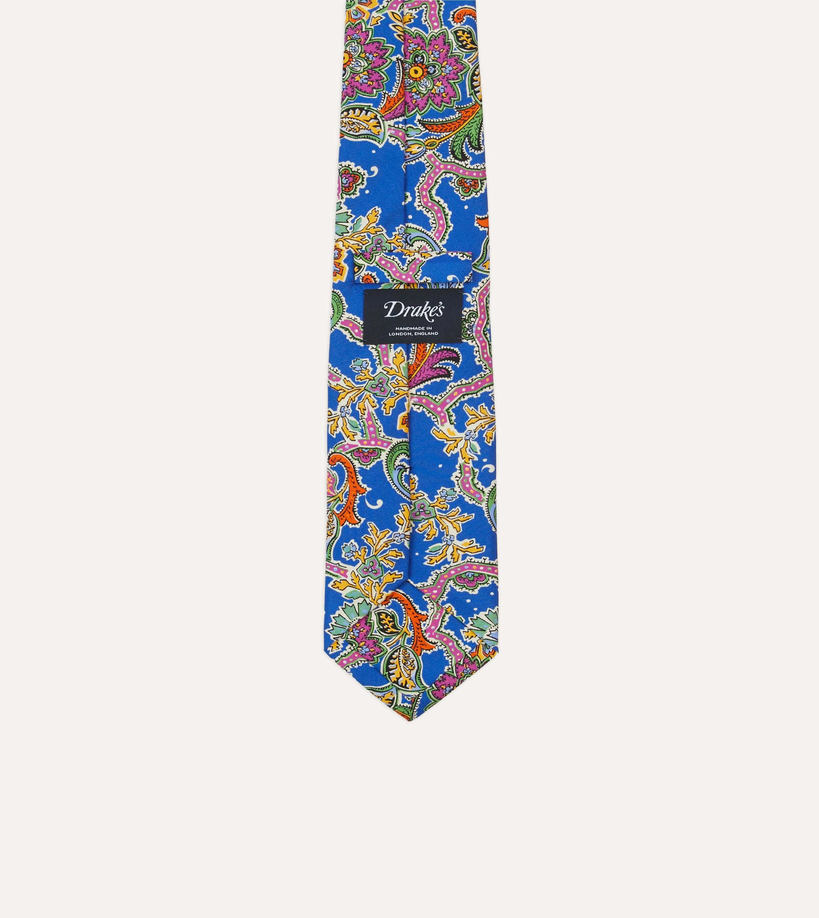Blue Large Paisley Silk Self-Tipped Tie sold by Drake's London product image thumbnail 4