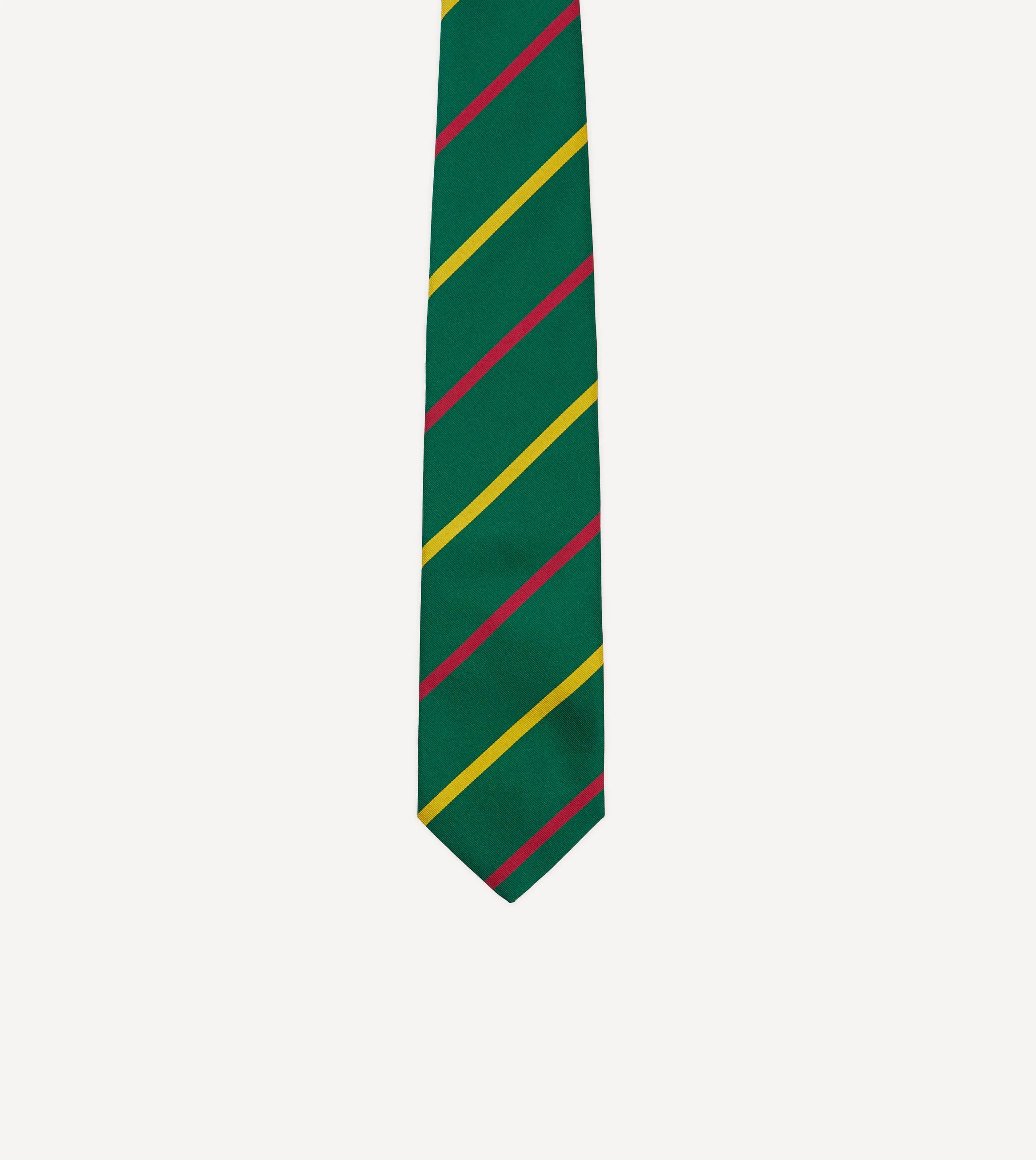 Green, Yellow and Pink Bar Stripe Mogador Silk Tipped Tie sold by Drake's London product image thumbnail 3