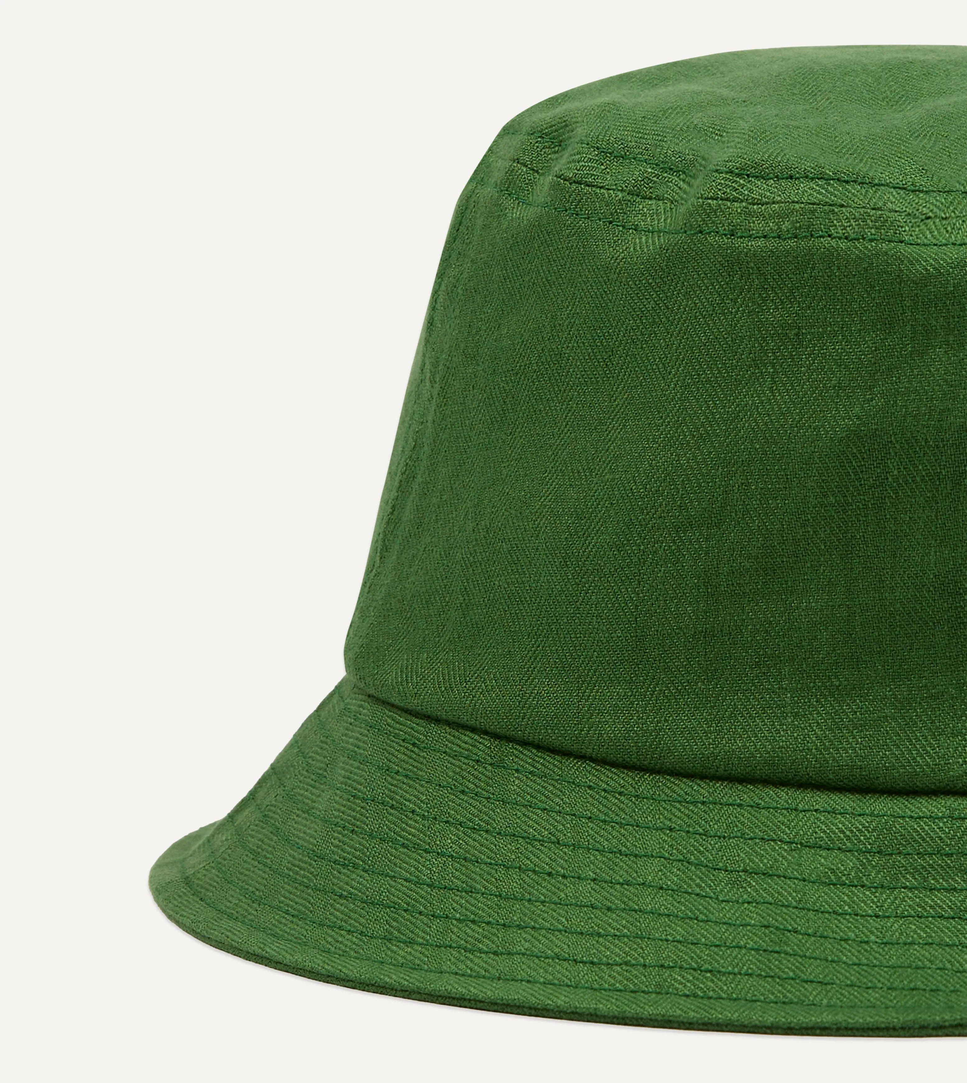 Câbleami Green Herringbone Linen Bucket Hat sold by Drake's London product image thumbnail 2