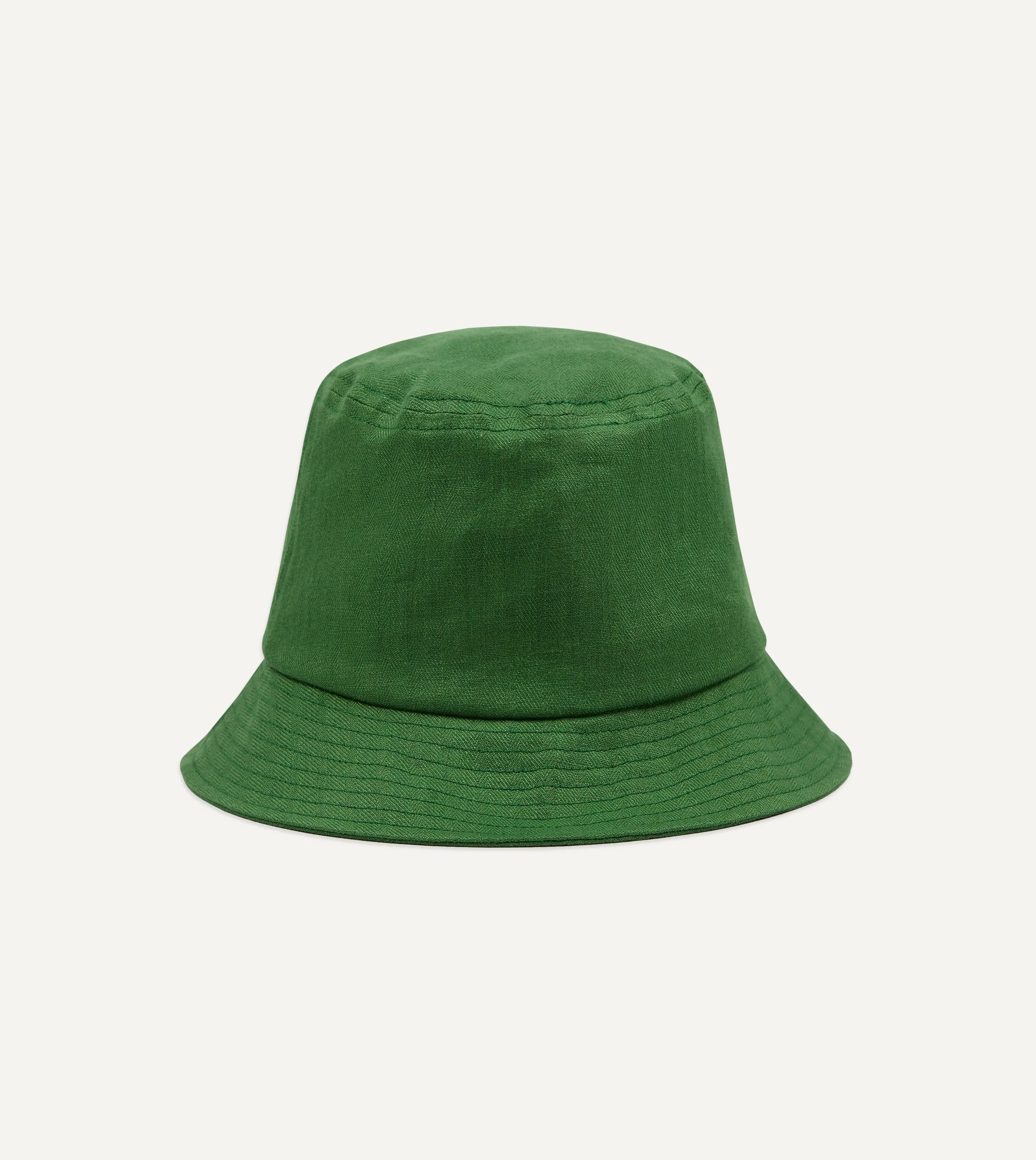 Câbleami Green Herringbone Linen Bucket Hat sold by Drake's London