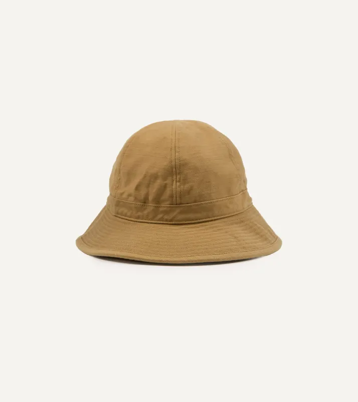 Câbleami Tan Baker Back Satin Cotton Metro Hat sold by Drake's London