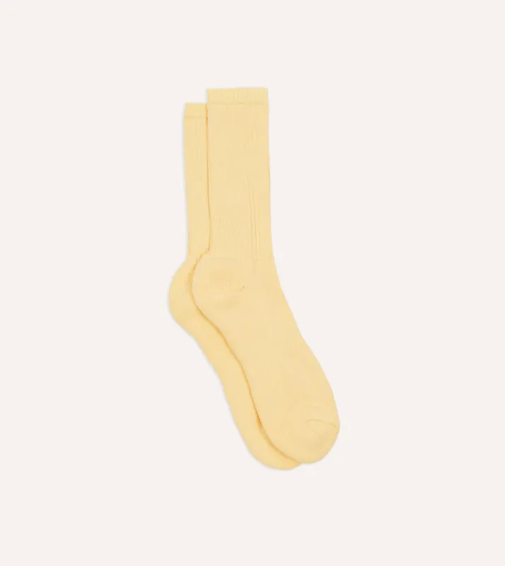 Light Yellow Cotton Sports Socks sold by Drake's London
