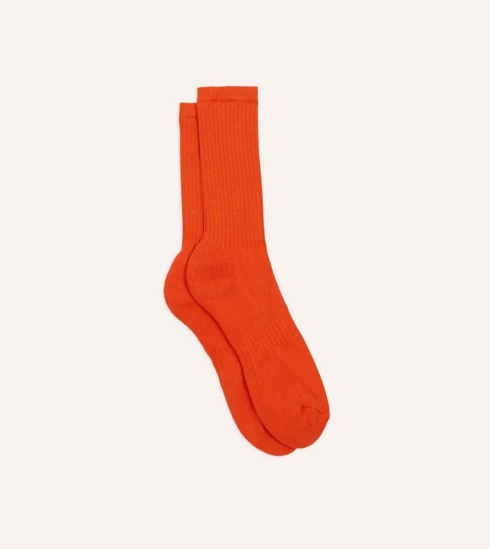 Orange Cotton Sports Socks sold by Drake's London