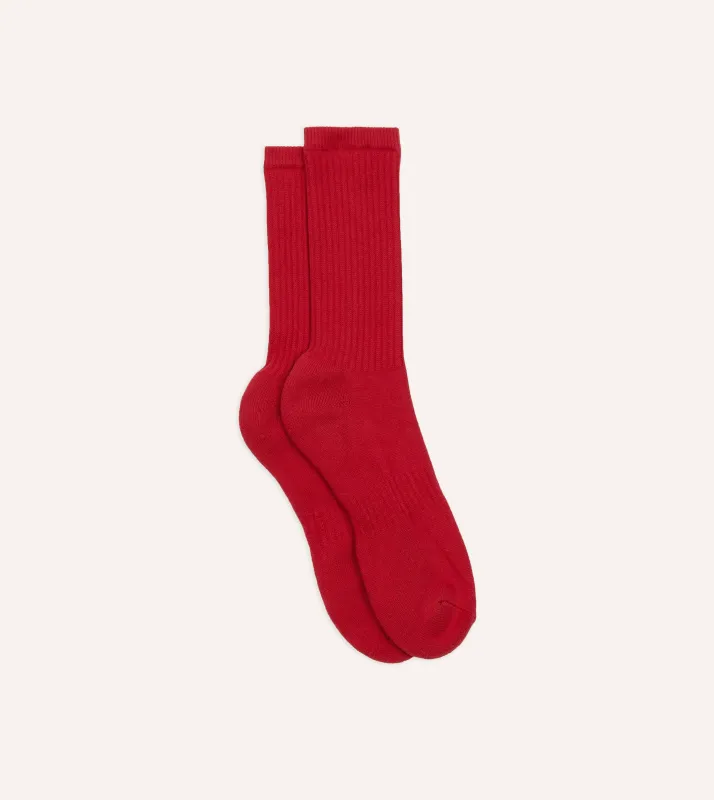 Red Cotton Sports Socks sold by Drake's London