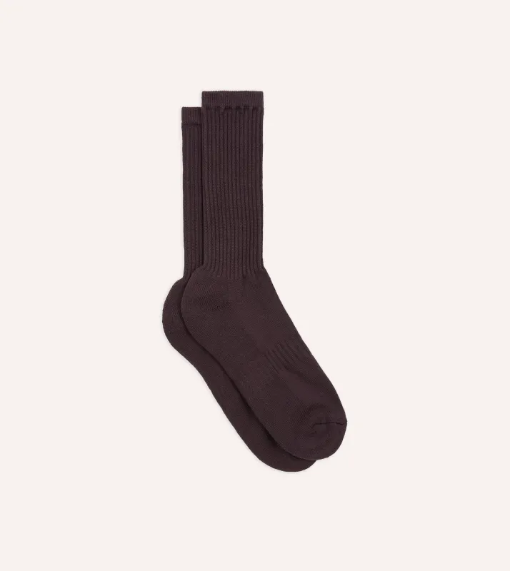 Dark Purple Cotton Sports Socks sold by Drake's London