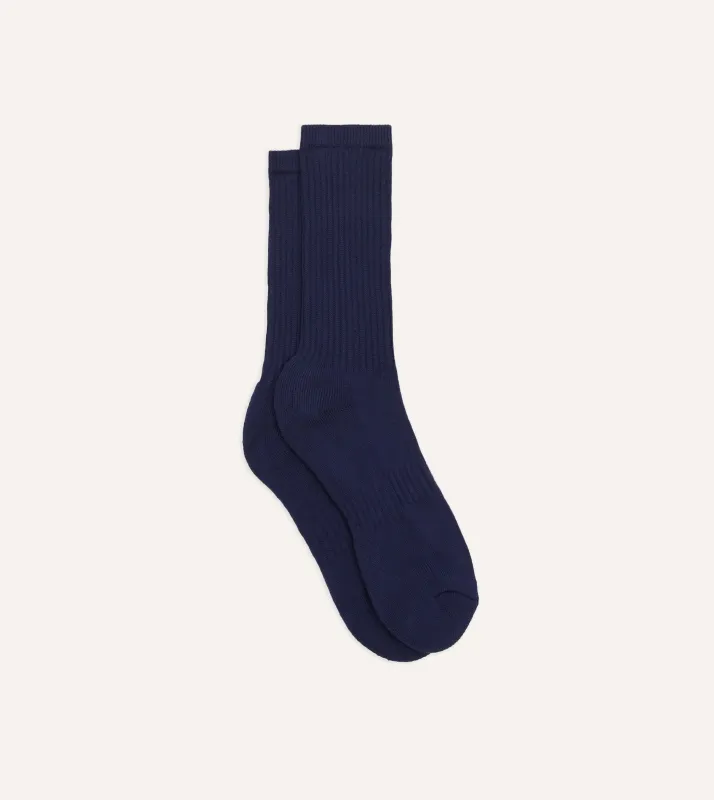 Navy Cotton Sports Socks sold by Drake's London