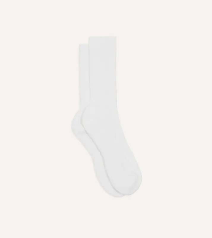 White Cotton Sports Socks sold by Drake's London