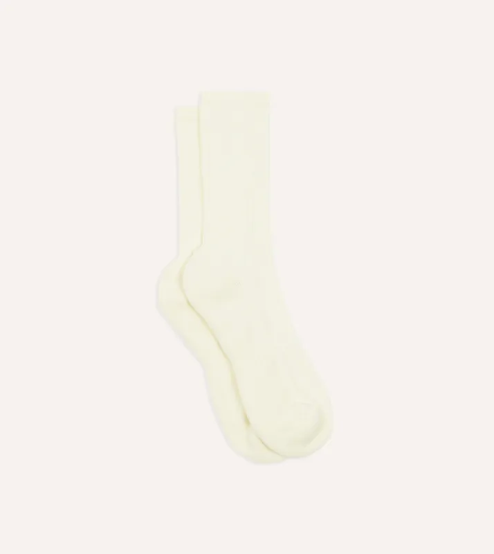Ecru Cotton Sports Socks sold by Drake's London
