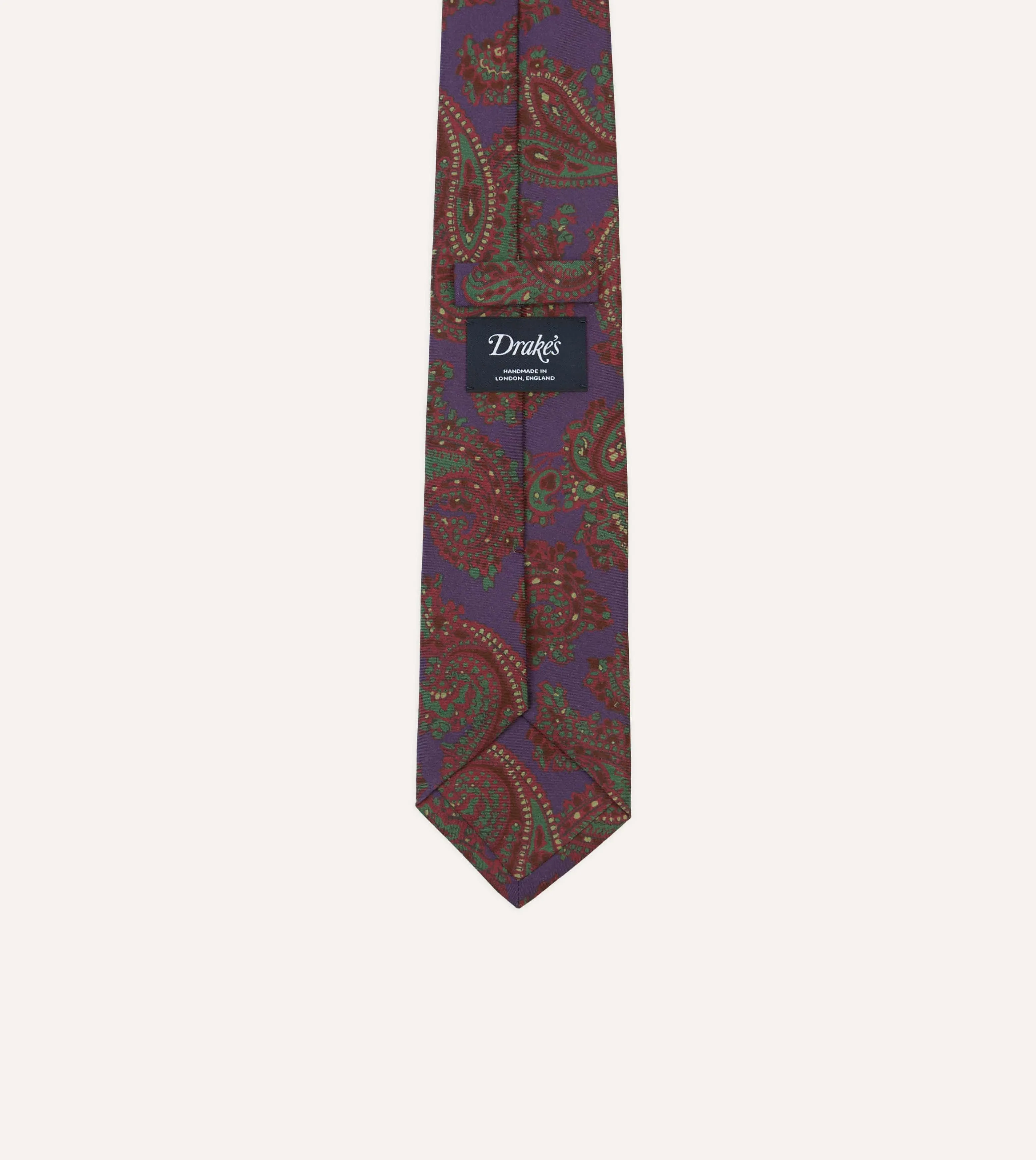 Purple Large Paisley Print Madder Silk Self-Tipped Tie sold by Drake's London product image thumbnail 4