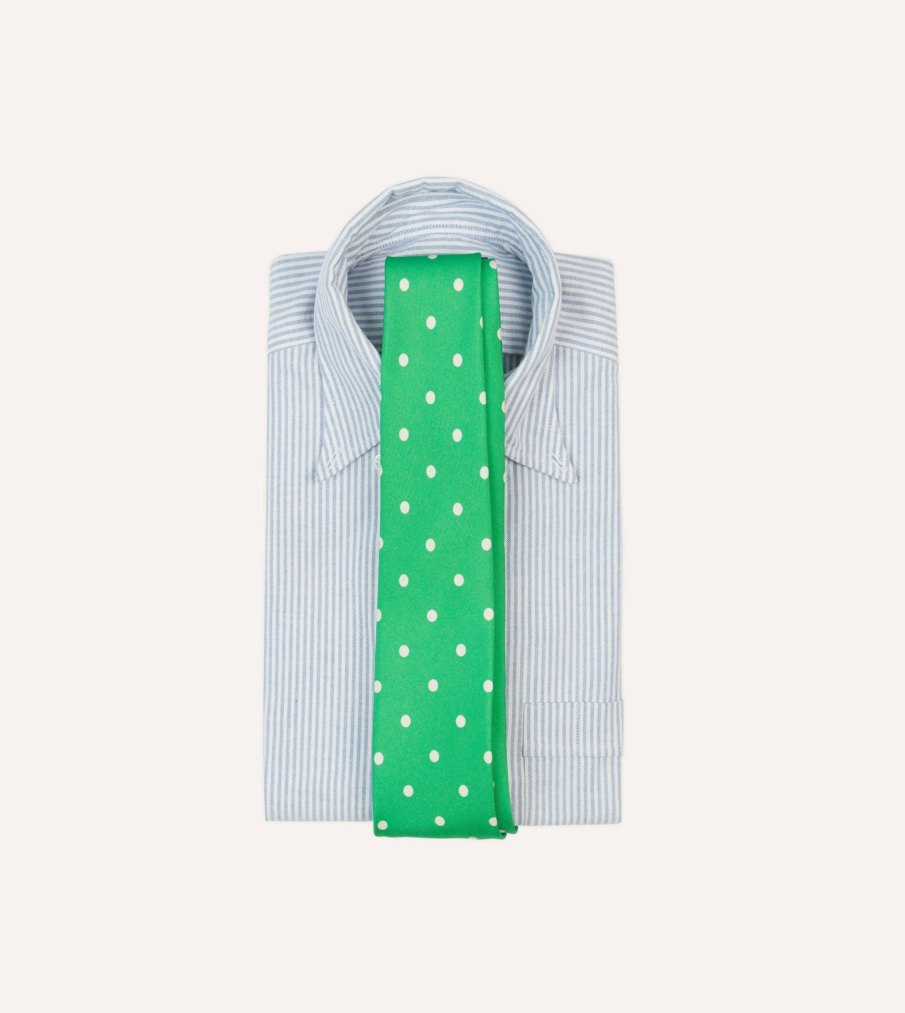 Green Large Spot Silk Self-Tipped Tie sold by Drake's London product image thumbnail 2