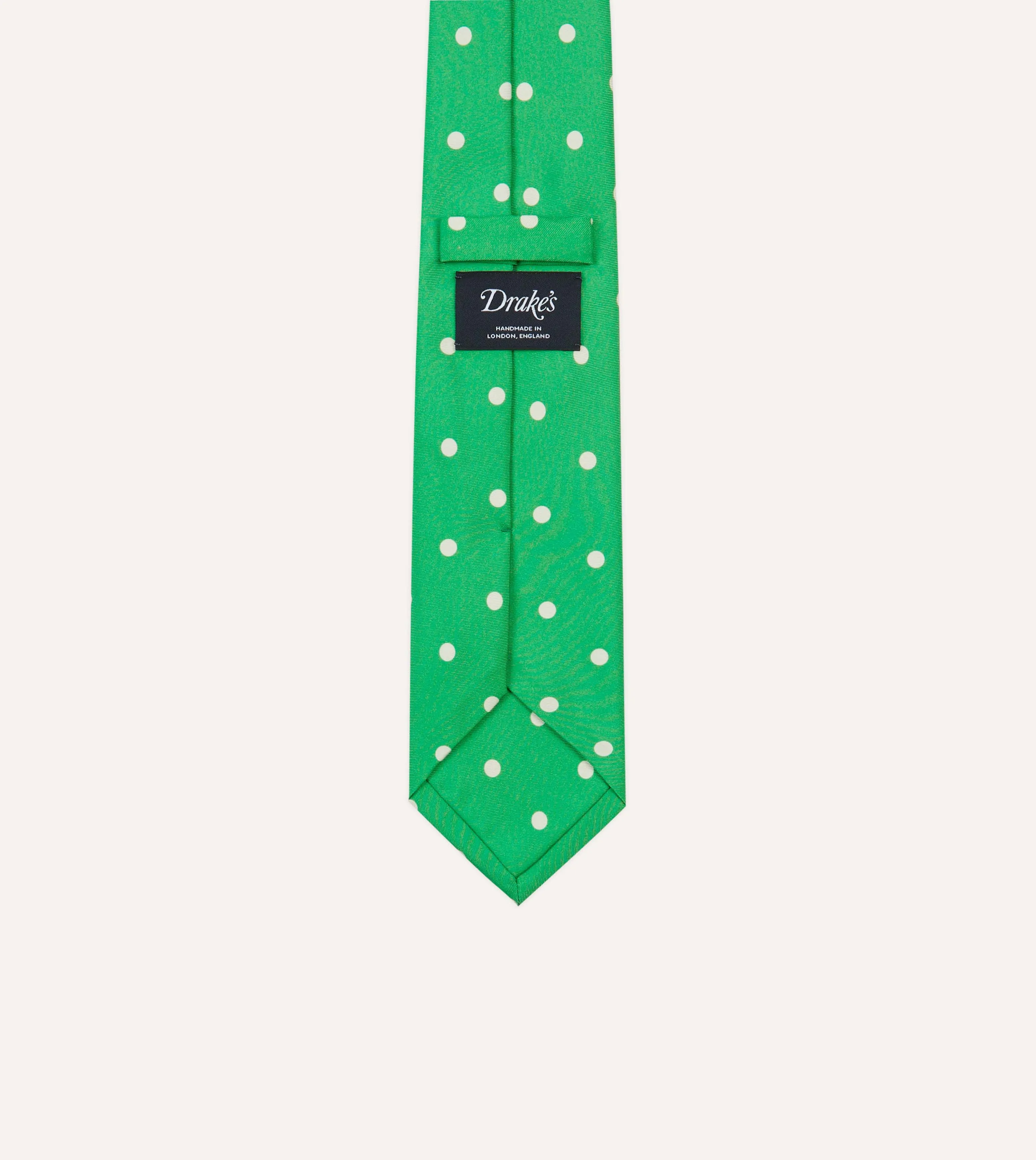 Green Large Spot Silk Self-Tipped Tie sold by Drake's London product image thumbnail 4