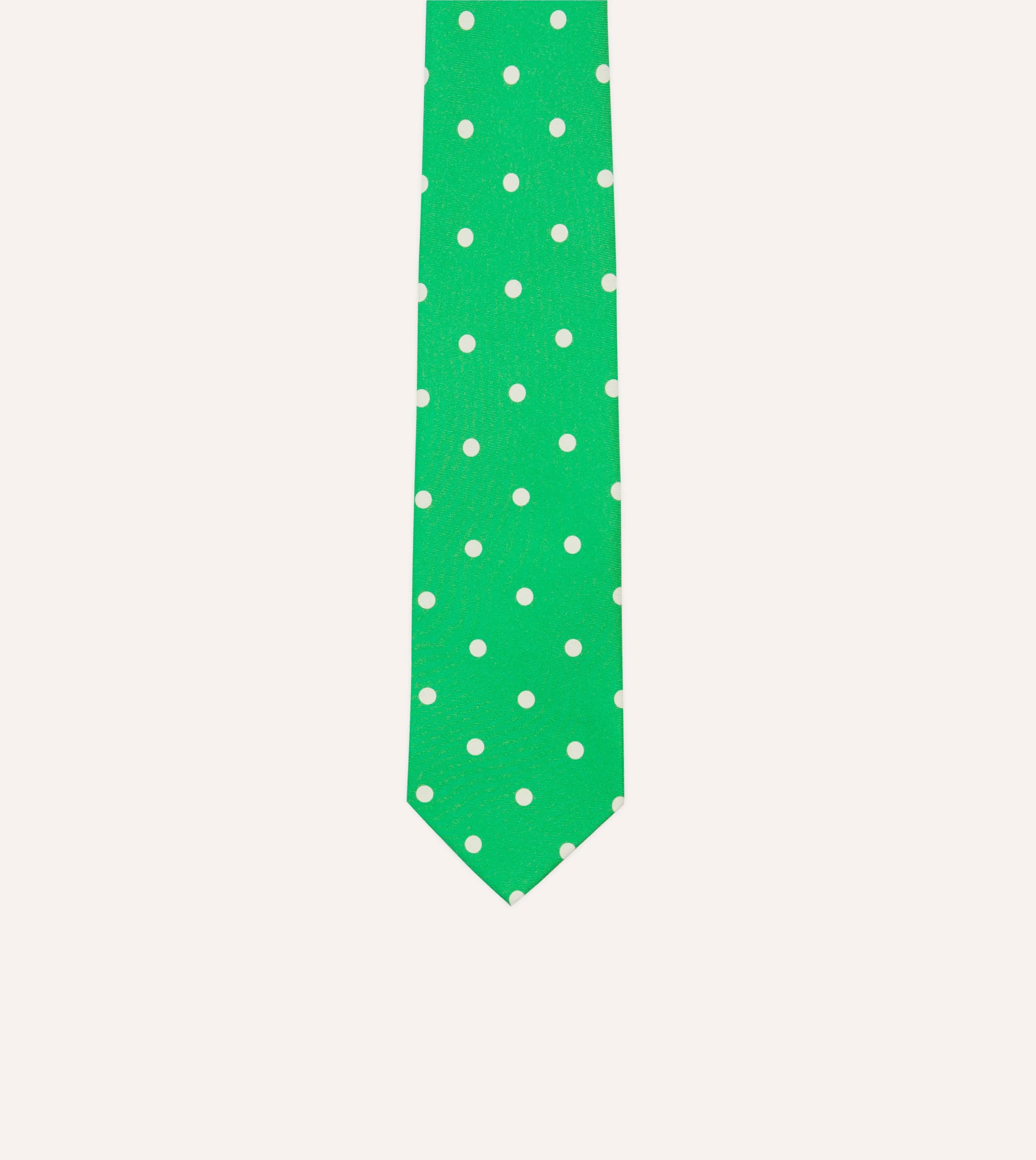 Green Large Spot Silk Self-Tipped Tie sold by Drake's London product image thumbnail 3