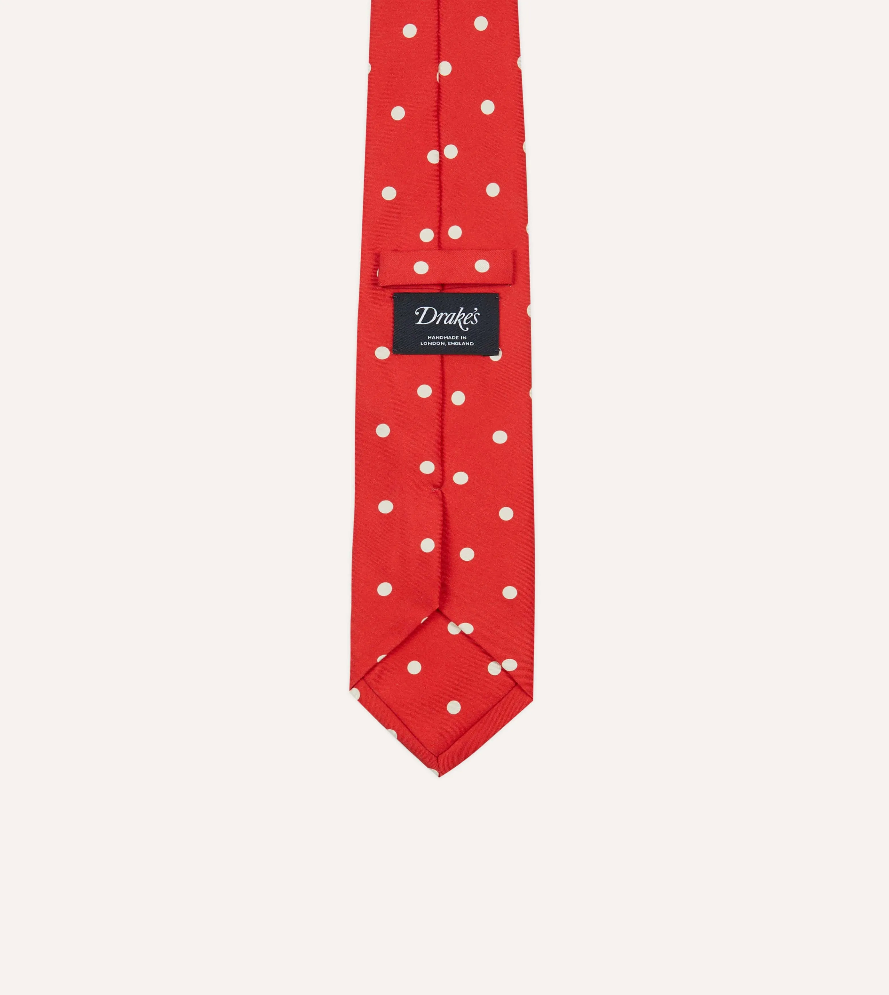 Red Large Spot Silk Self-Tipped Tie sold by Drake's London product image thumbnail 4