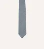 Navy and Ecru Herringbone Linen Silk Tipped Tie sold by Drake's London