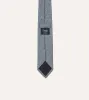 Navy and Ecru Herringbone Linen Silk Tipped Tie sold by Drake's London