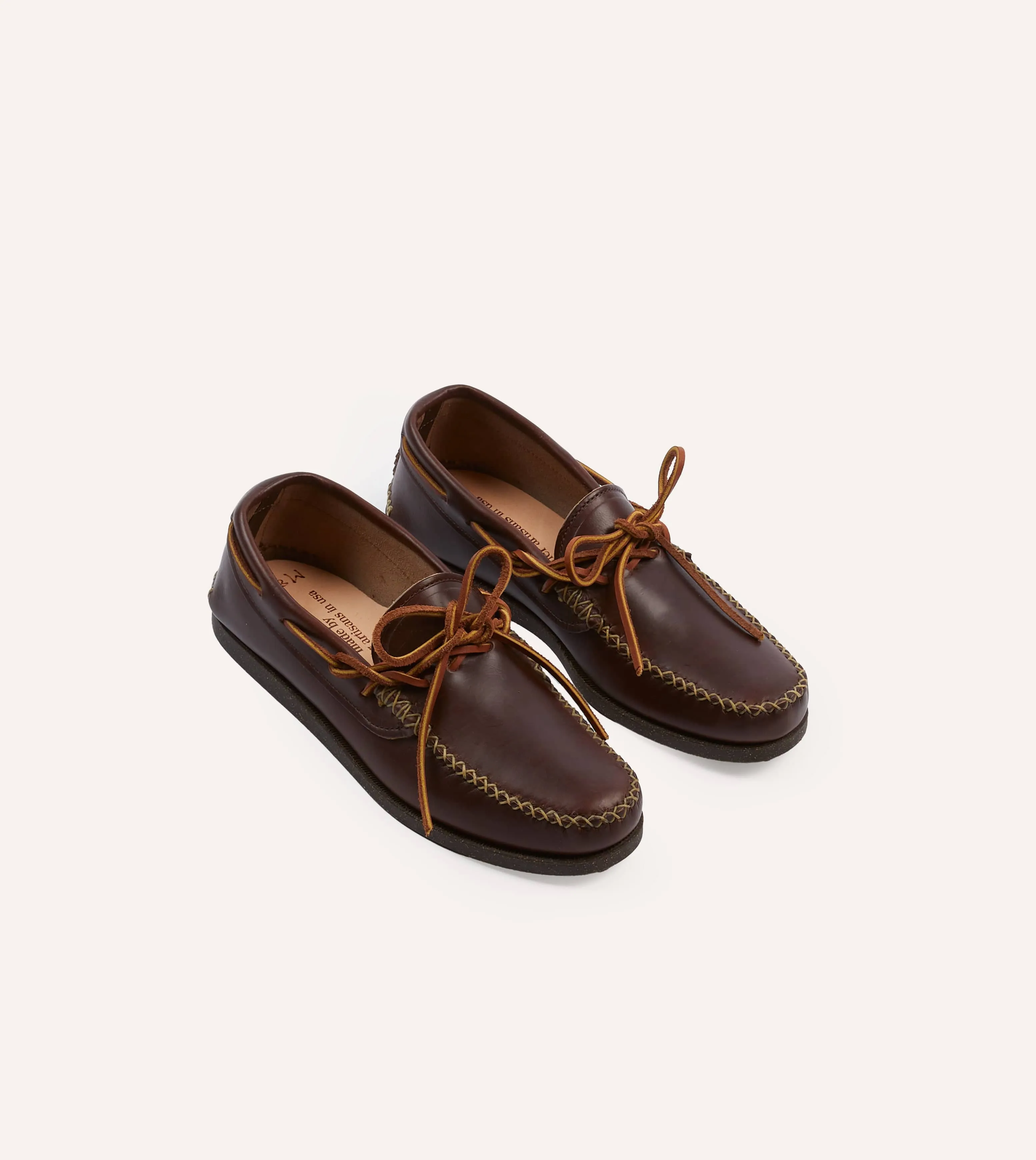 Yuketen Brown Leather Canoe Moc sold by Drake's London