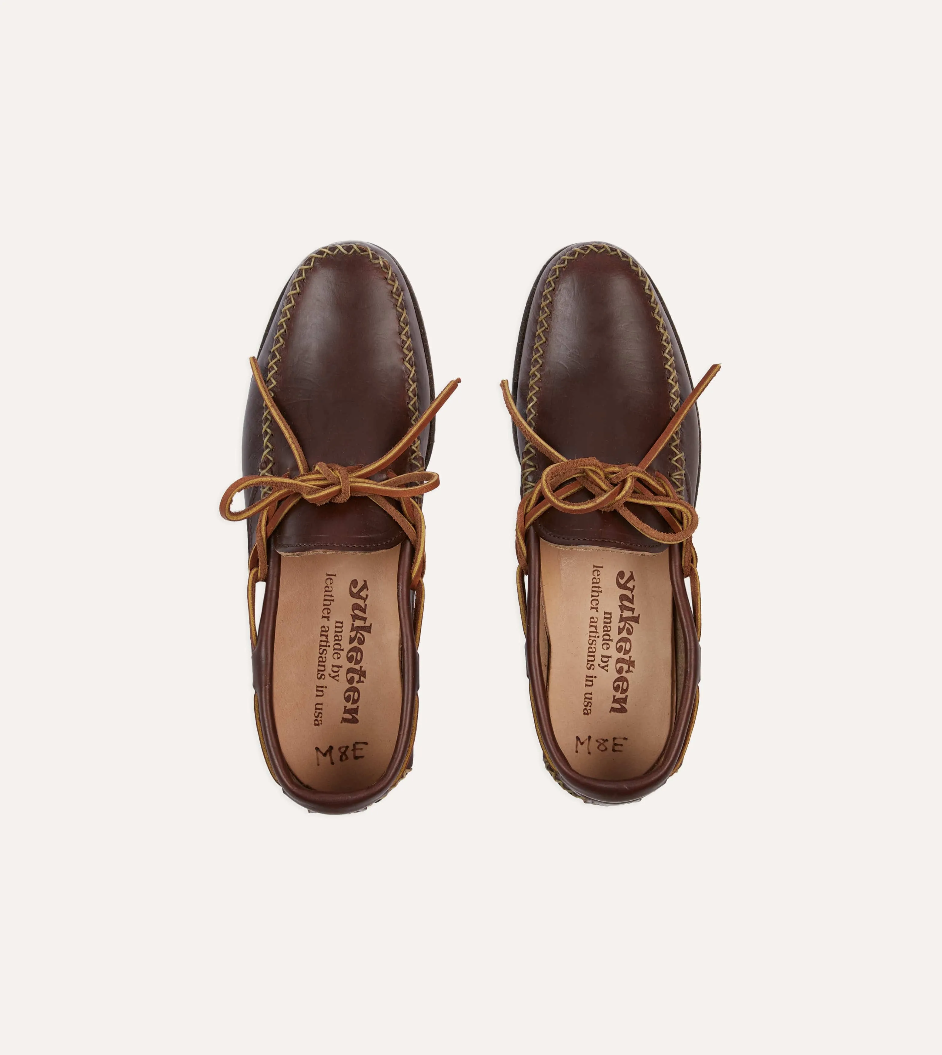 Yuketen Brown Leather Canoe Moc sold by Drake's London product image thumbnail 4