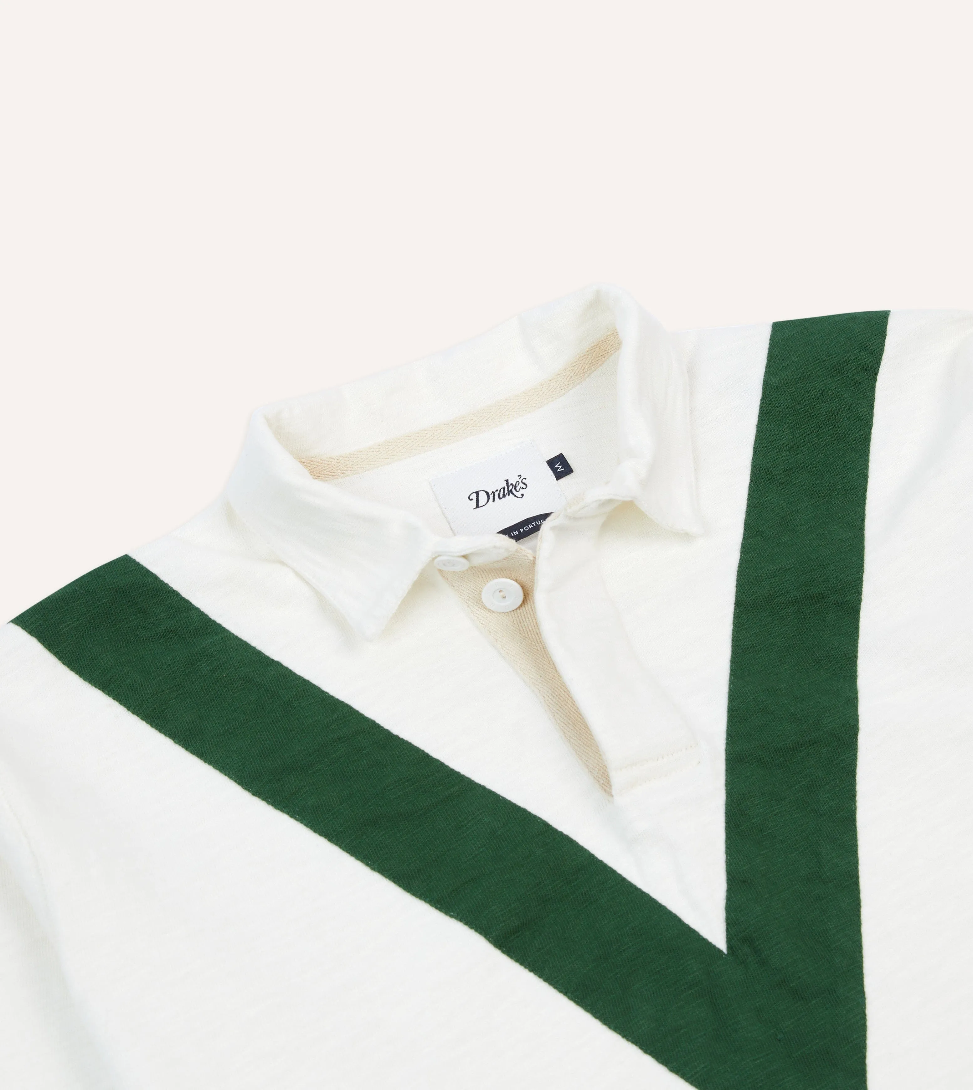 Ecru and Green Chevron Cotton Rugby Shirt sold by Drake's London product image thumbnail 3