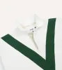 Ecru and Green Chevron Cotton Rugby Shirt sold by Drake's London