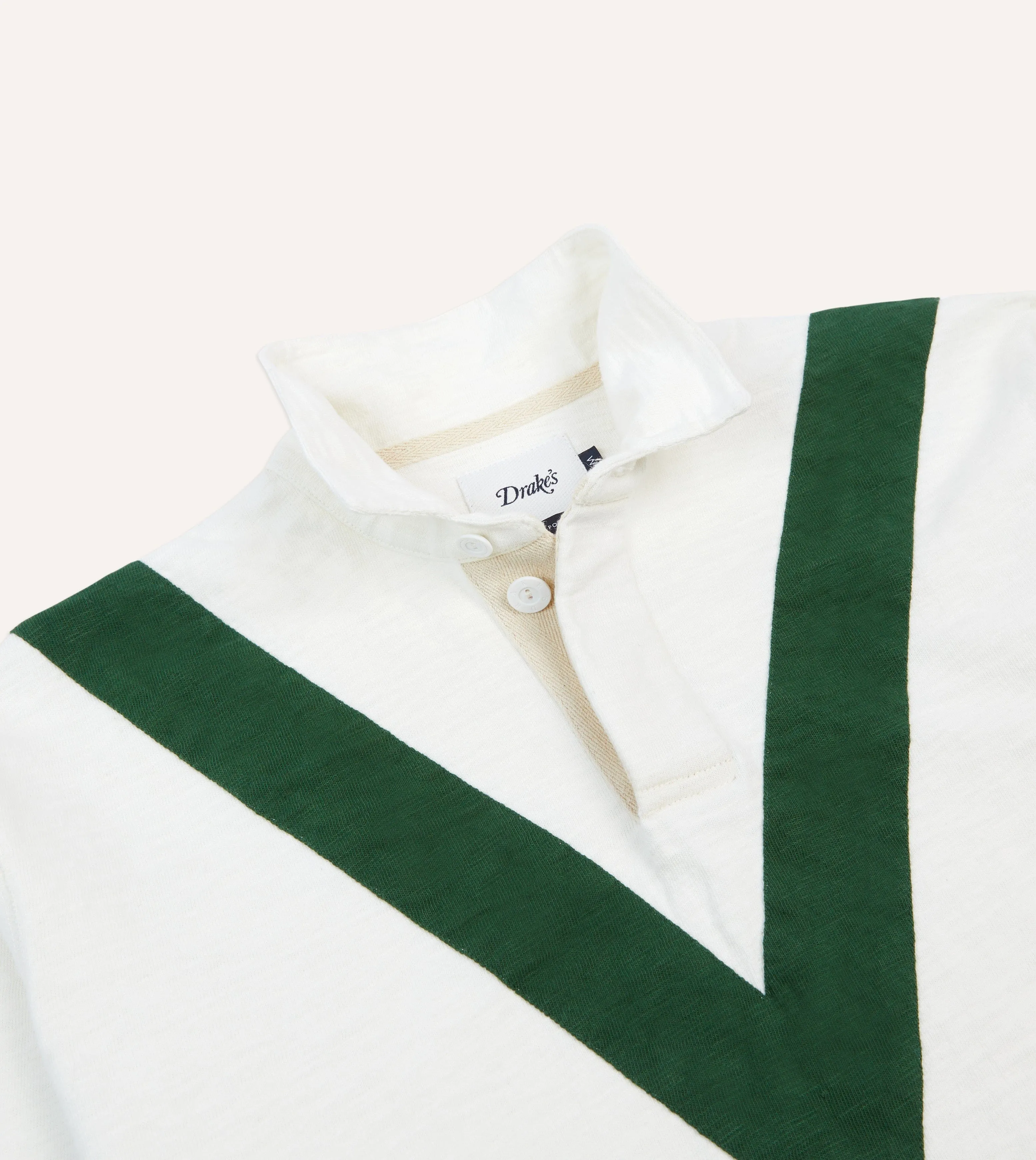 Ecru and Green Chevron Cotton Rugby Shirt sold by Drake's London product image thumbnail 4