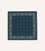 Navy Trad Paisley Print Wool-Silk Bandana sold by Drake's London