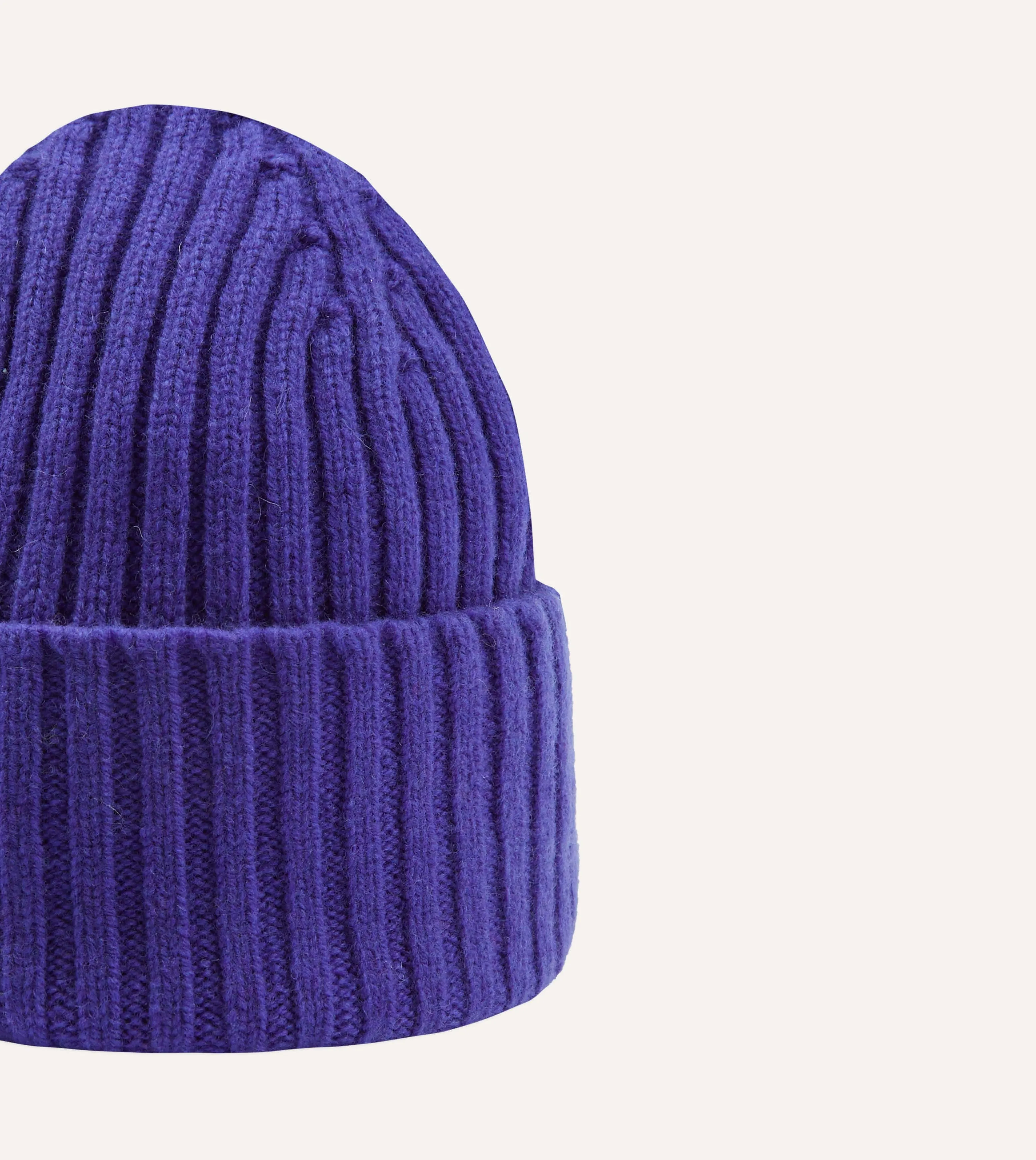 Purple Lambswool Ribbed Knit Cap sold by Drake's London product image thumbnail 3