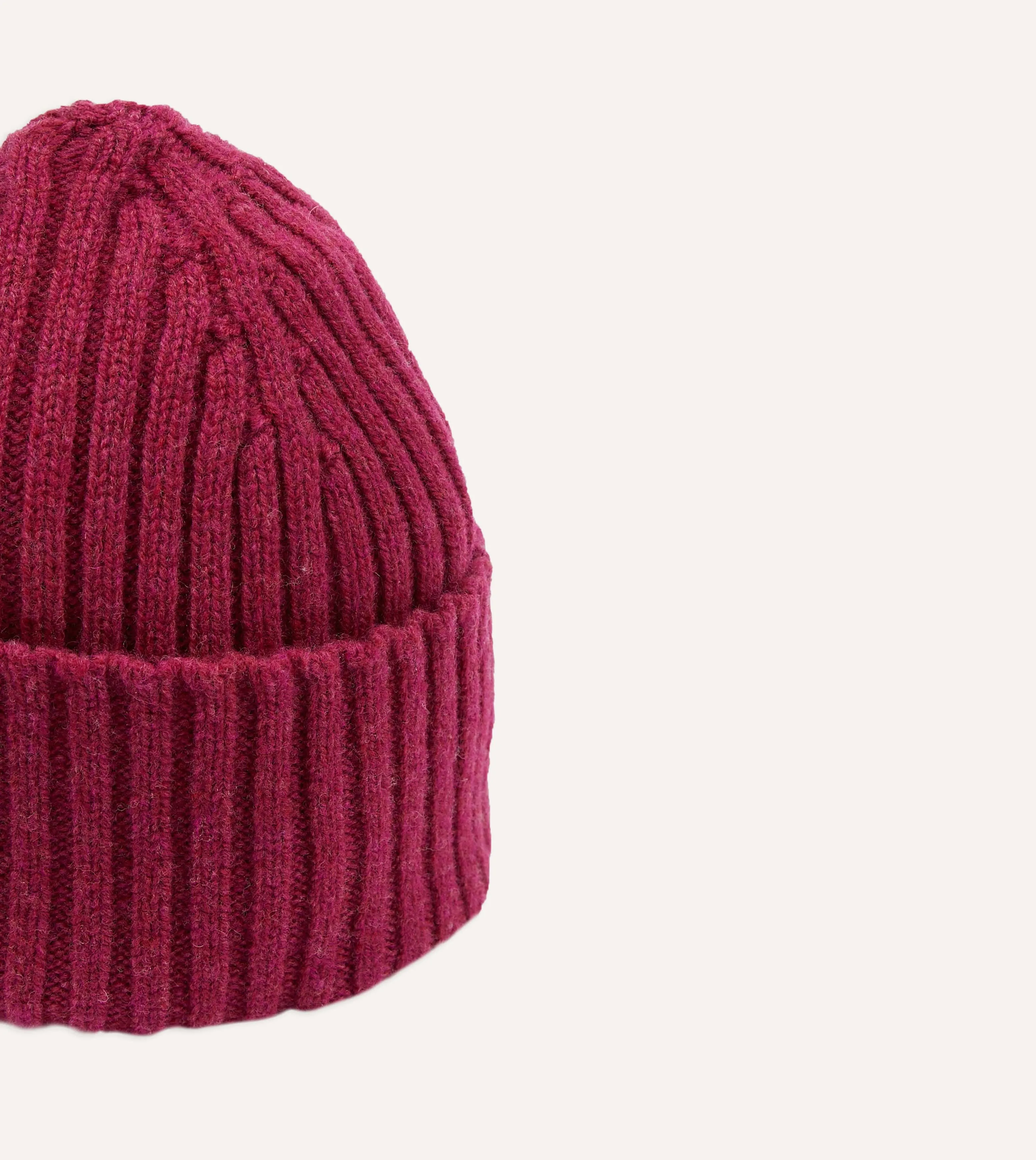 Fuchsia Lambswool Ribbed Knit Cap sold by Drake's London product image thumbnail 3