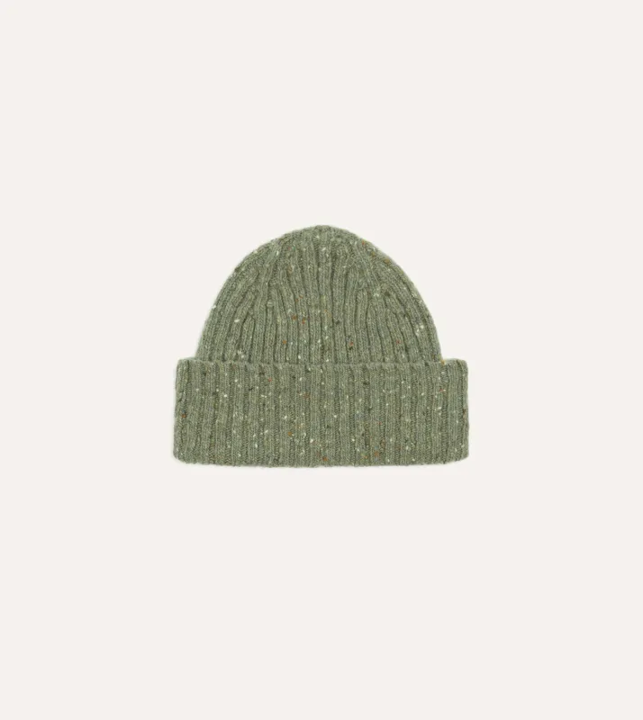 Light Green Donegal Ribbed Merino Knit Cap sold by Drake's London