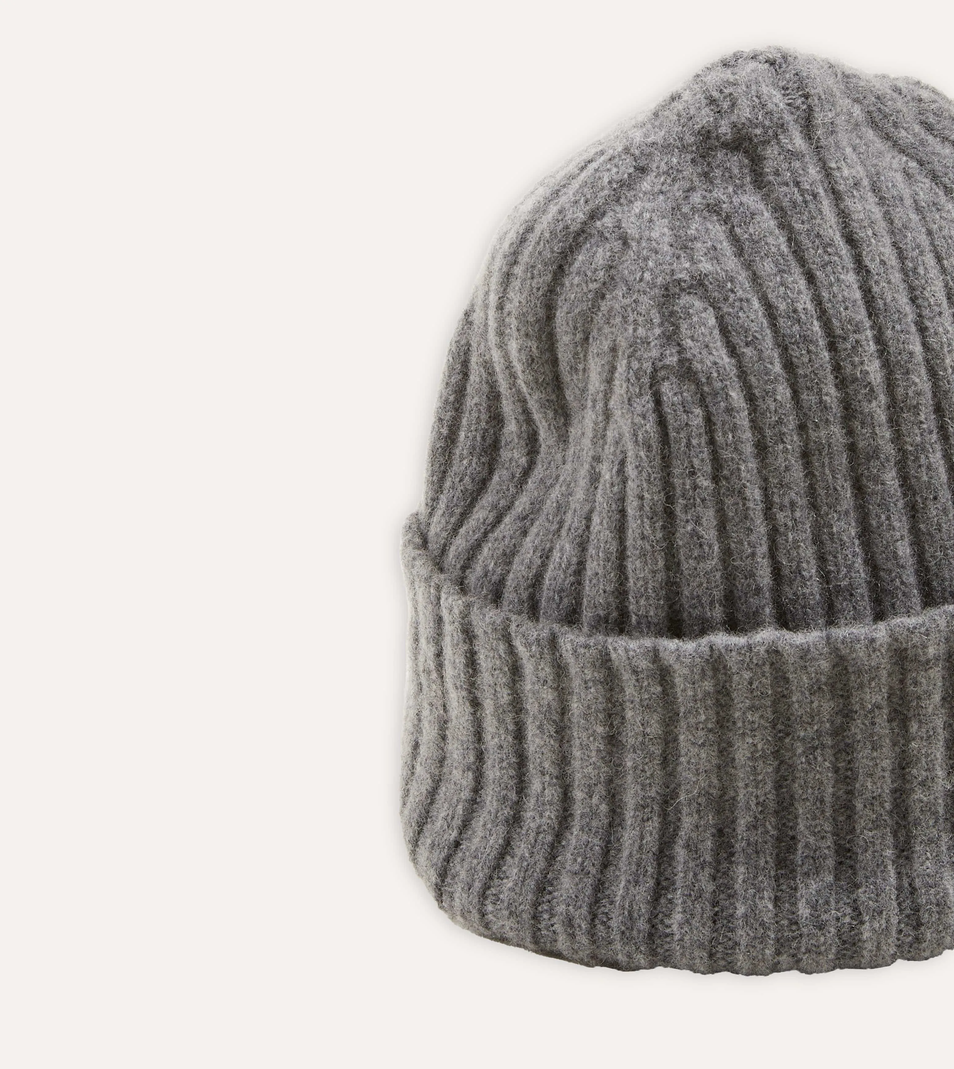 Grey Lambswool Ribbed Knit Cap sold by Drake's London product image thumbnail 4