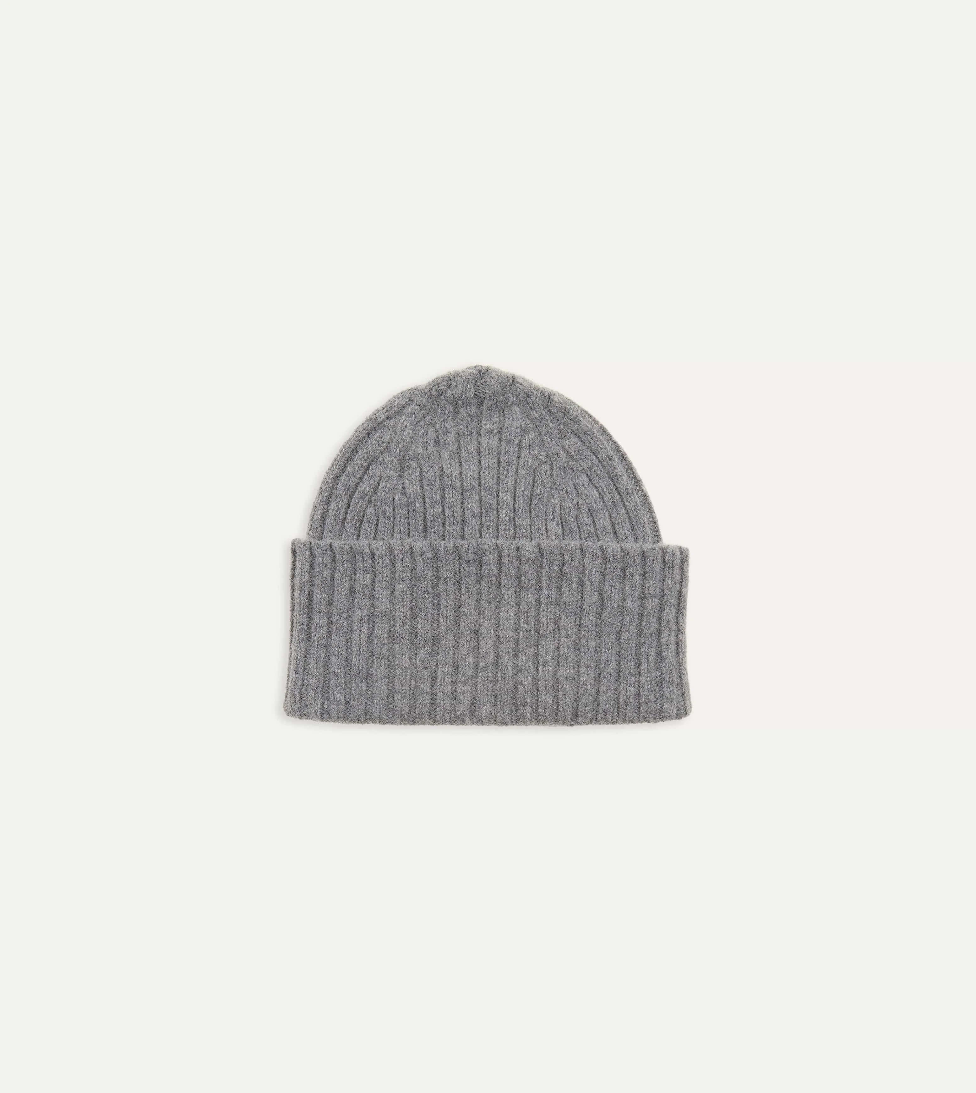 Grey Lambswool Ribbed Knit Cap sold by Drake's London
