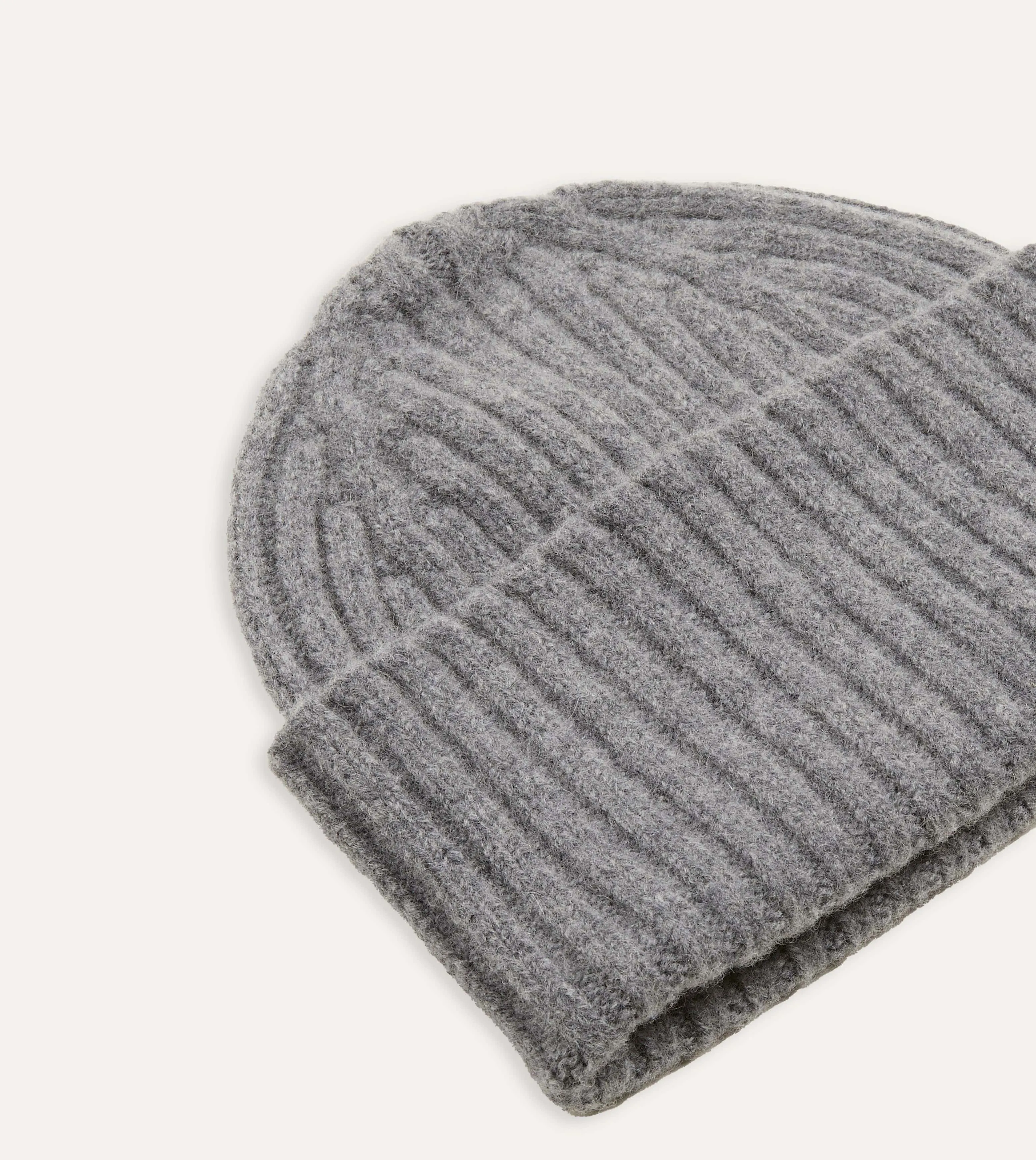 Grey Lambswool Ribbed Knit Cap sold by Drake's London product image thumbnail 3