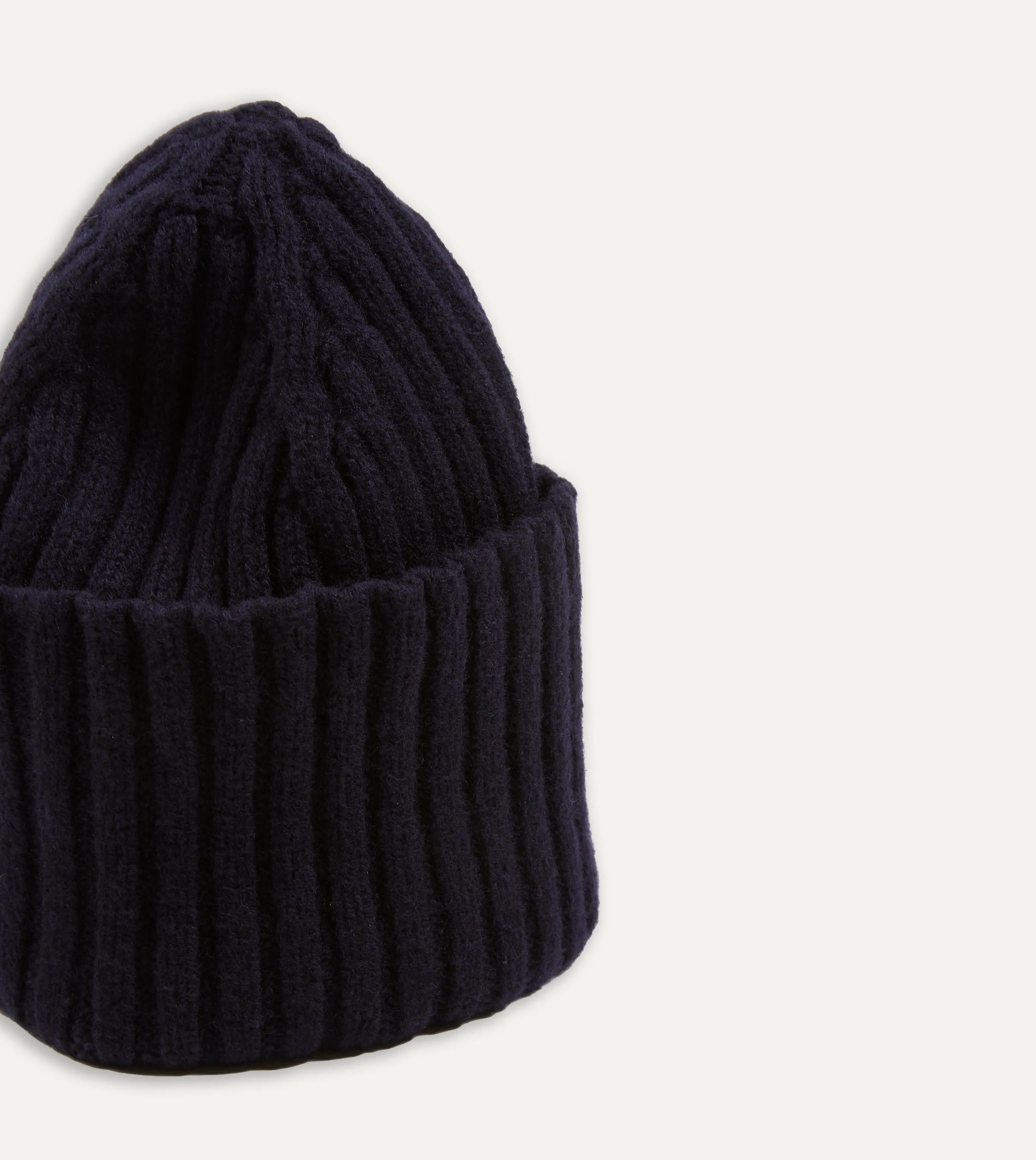 Navy Lambswool Ribbed Knit Cap sold by Drake's London product image thumbnail 4