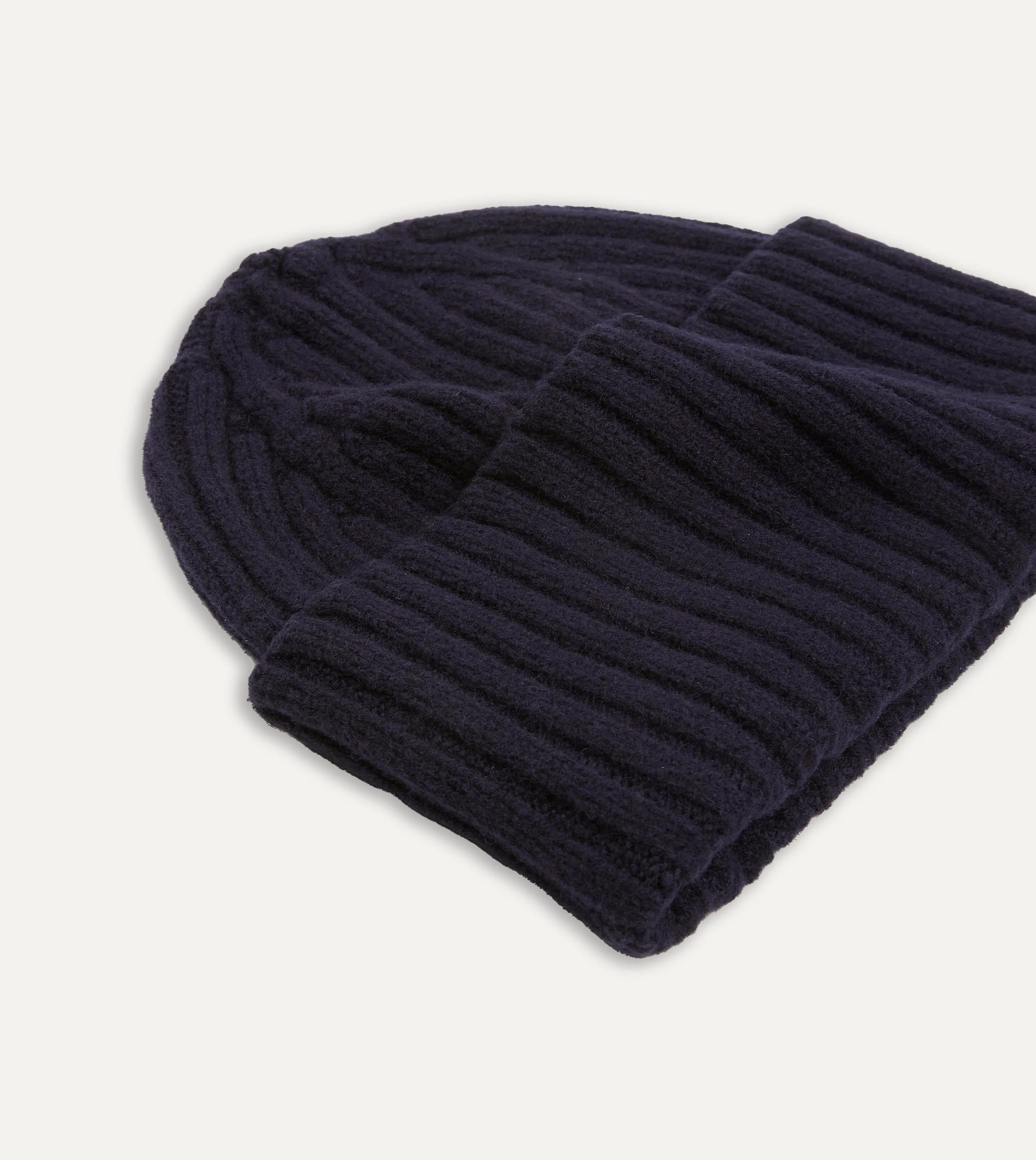 Navy Lambswool Ribbed Knit Cap sold by Drake's London product image thumbnail 3