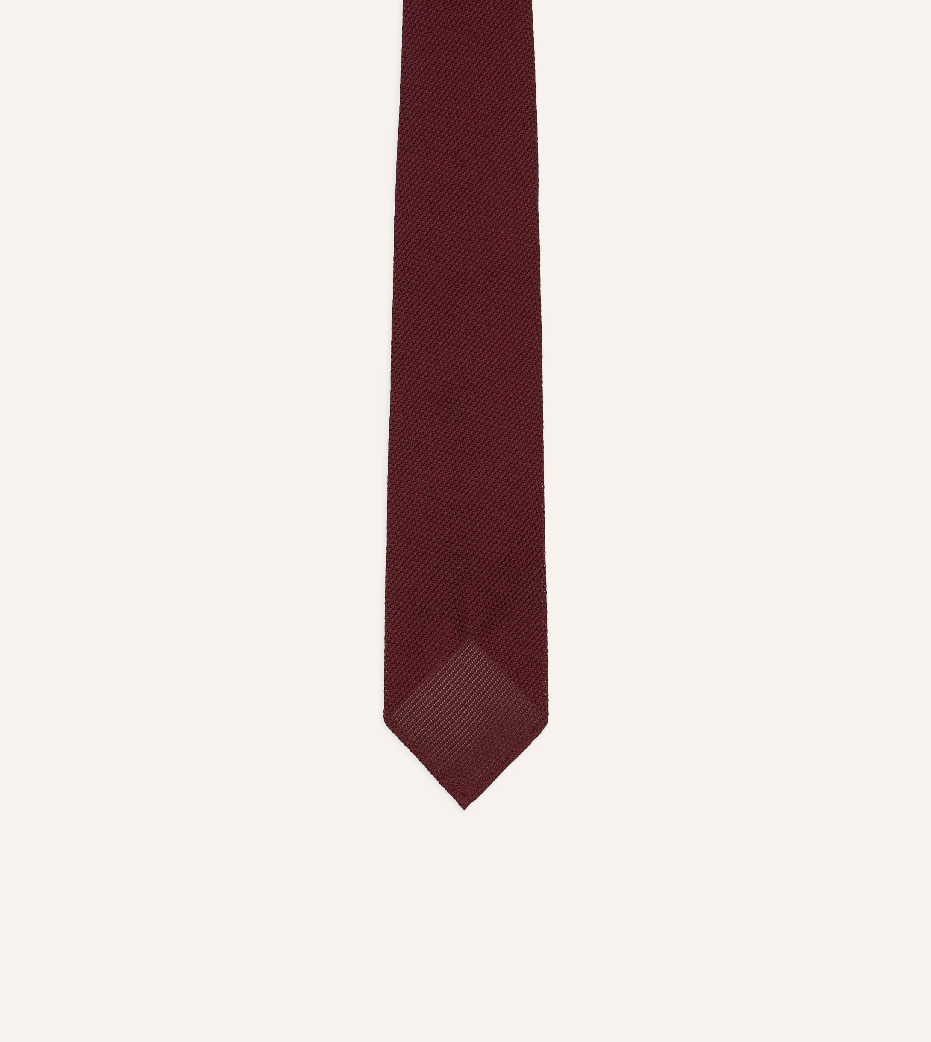 Maroon Fine Woven Grenadine Silk Hand Rolled Tie sold by Drake's London product image thumbnail 3