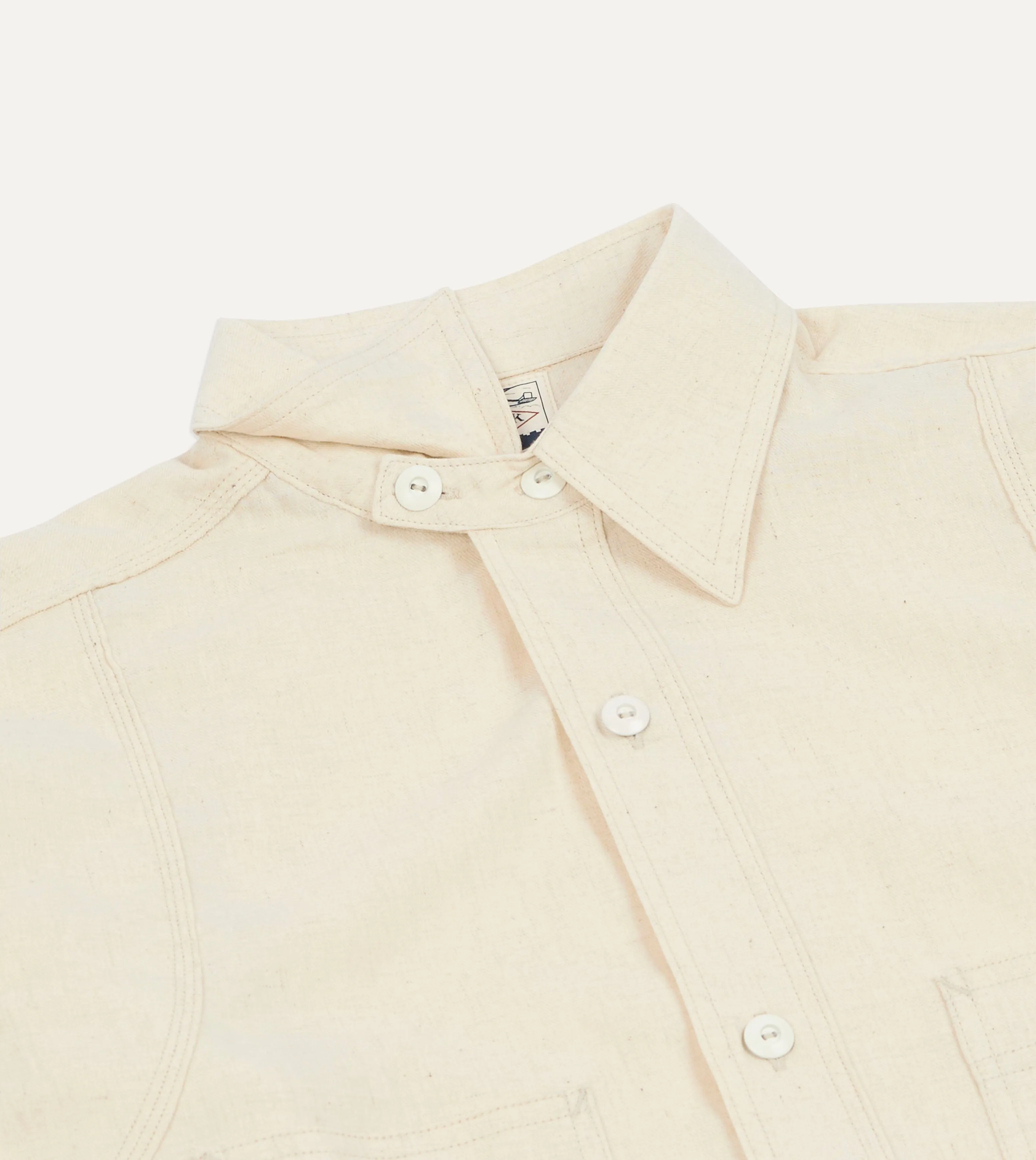 Big Yank '1920' Ecru Cotton-Linen Twill Flyer Shirt sold by Drake's London product image thumbnail 4