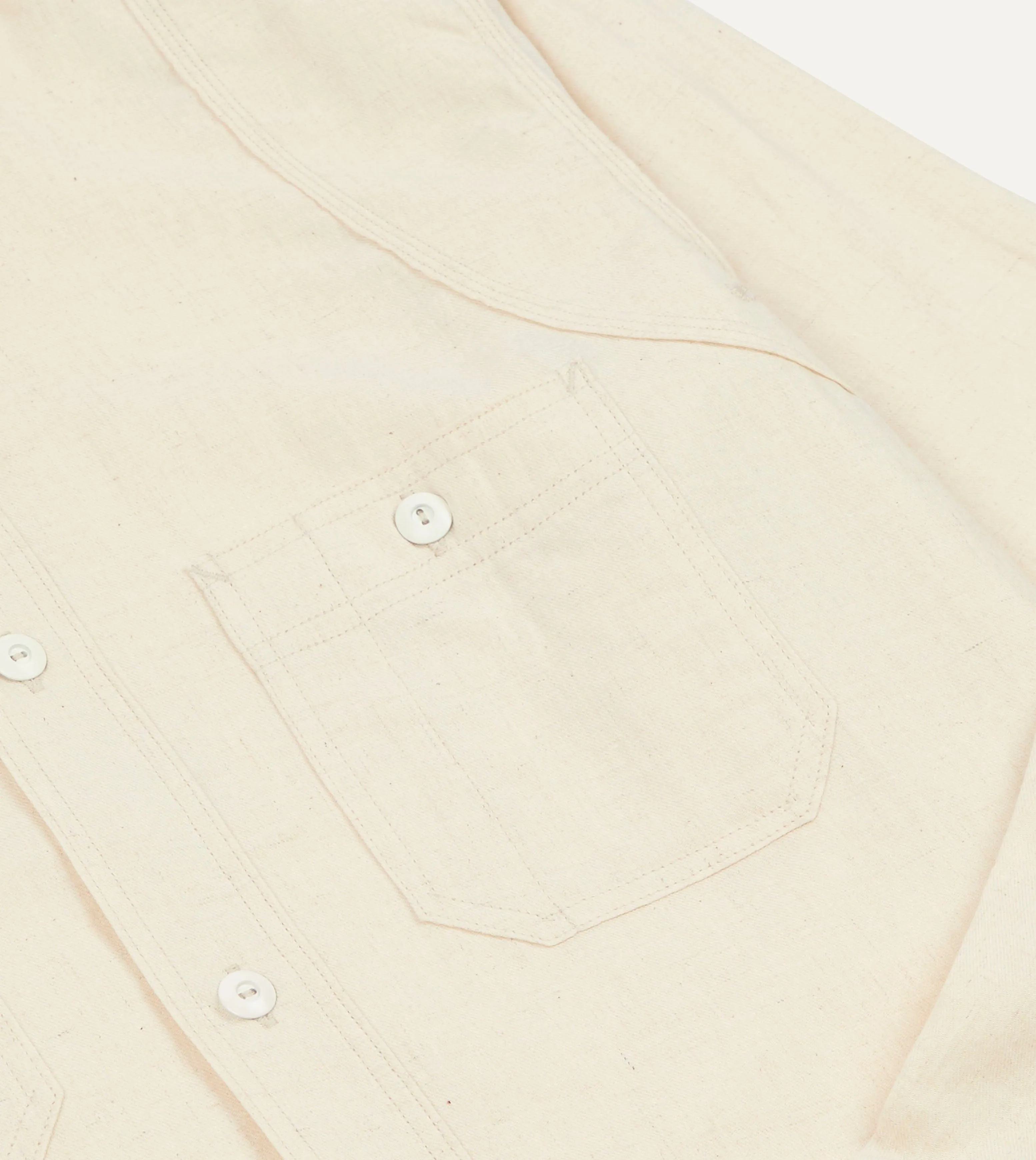 Big Yank '1920' Ecru Cotton-Linen Twill Flyer Shirt sold by Drake's London product image thumbnail 5
