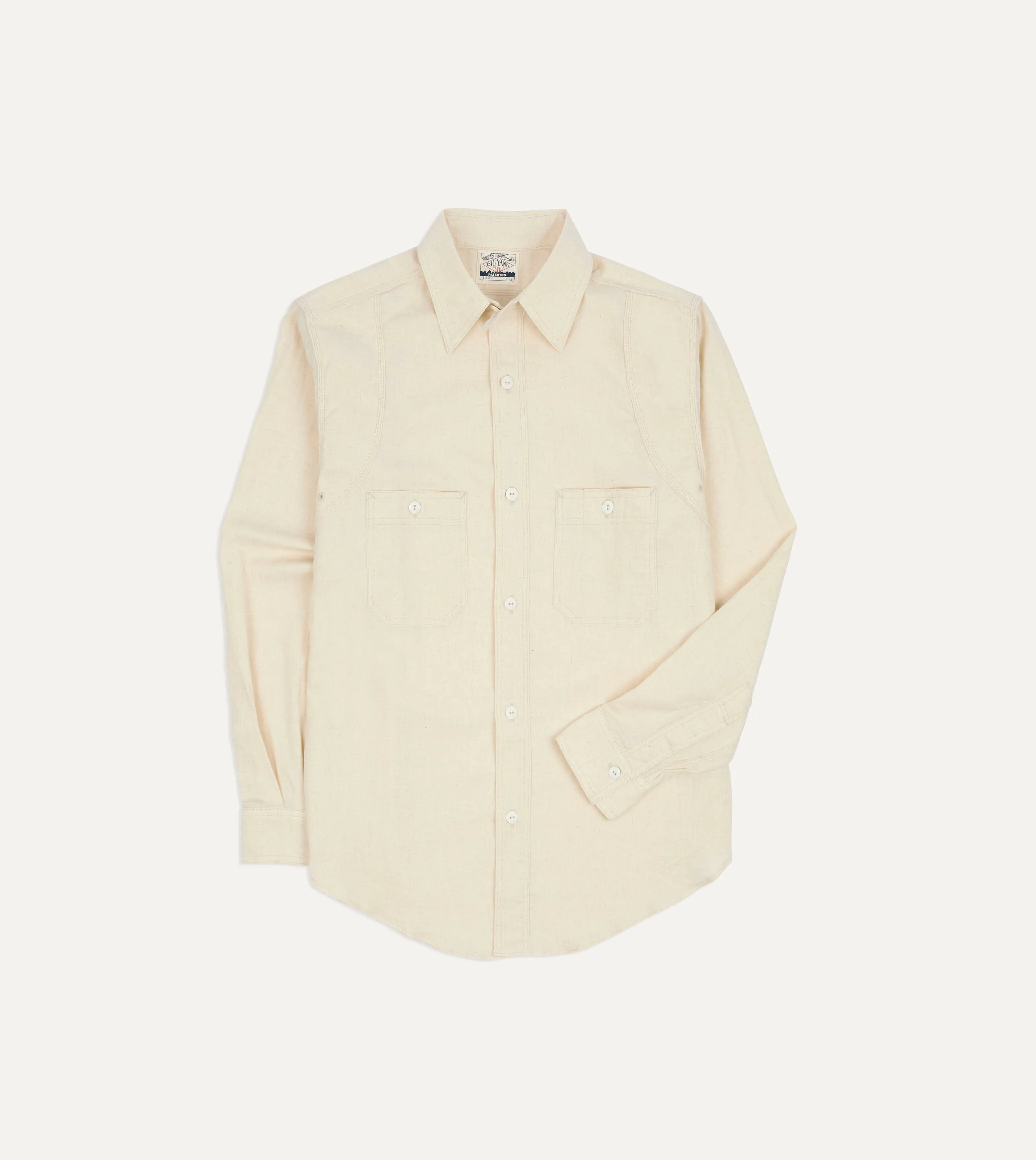 Big Yank '1920' Ecru Cotton-Linen Twill Flyer Shirt sold by Drake's London