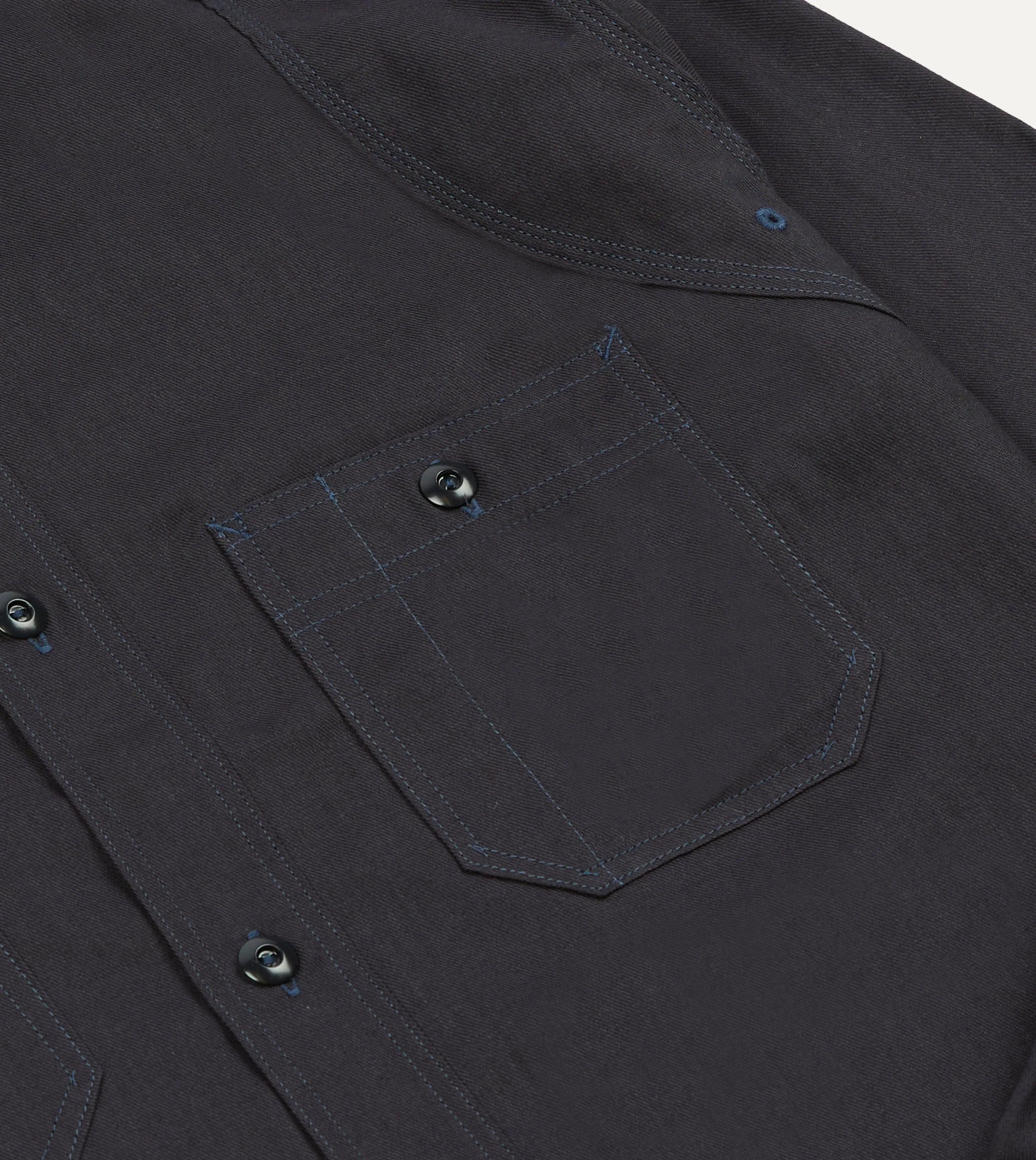 Big Yank '1920' Indigo Cotton-Linen Twill Flyer Shirt sold by Drake's London product image thumbnail 5