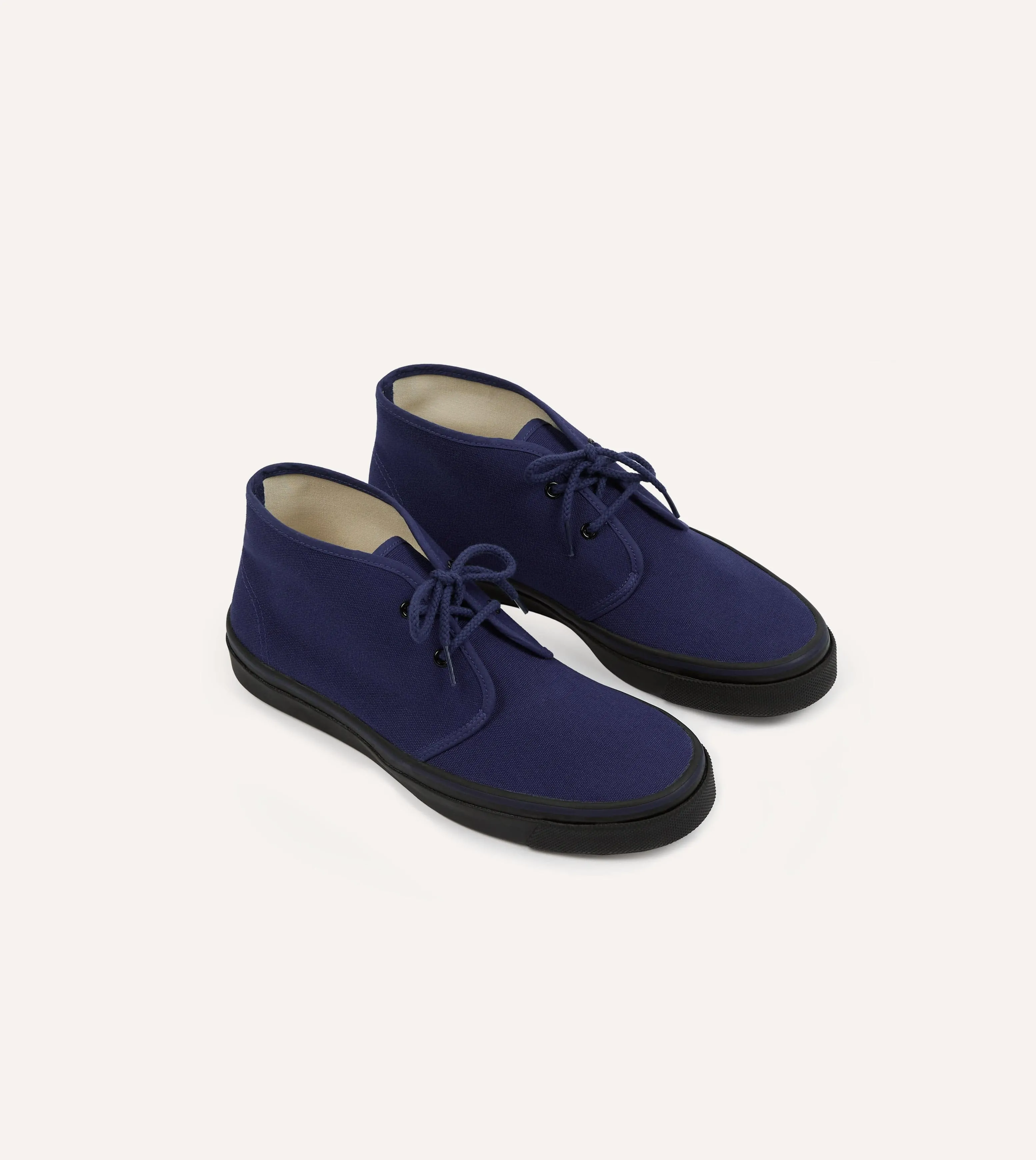 Wakouwa by Anatomica Navy Cotton Canvas Chukka Trainers sold by Drake's London