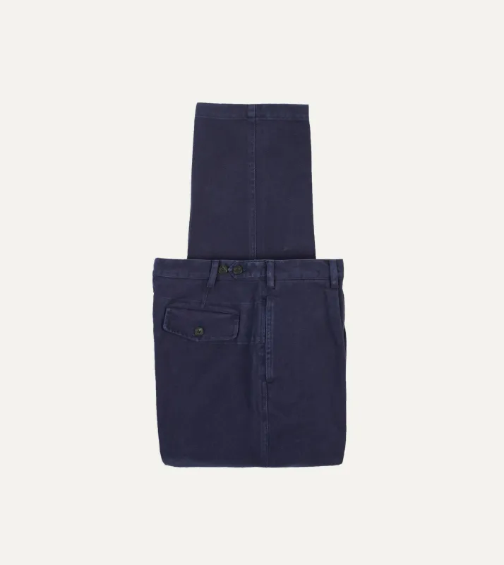 Navy Heavy Cotton Twill Games Trousers sold by Drake's London