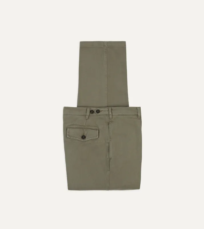 Khaki Heavy Cotton Twill Games Trousers sold by Drake's London