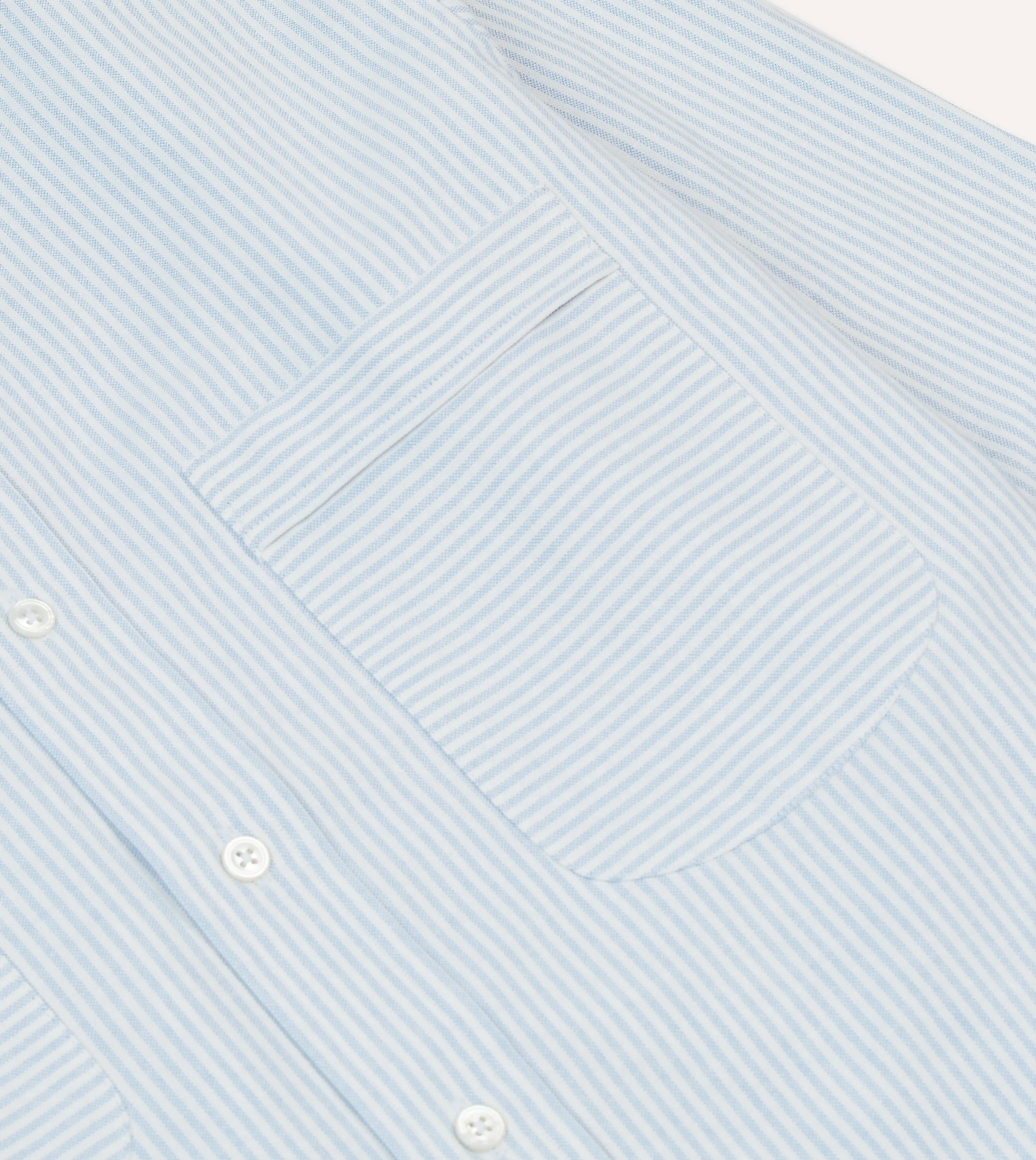 Blue Ticking Stripe Oxford Cloth Button-Down Work Shirt sold by Drake's London product image thumbnail 4
