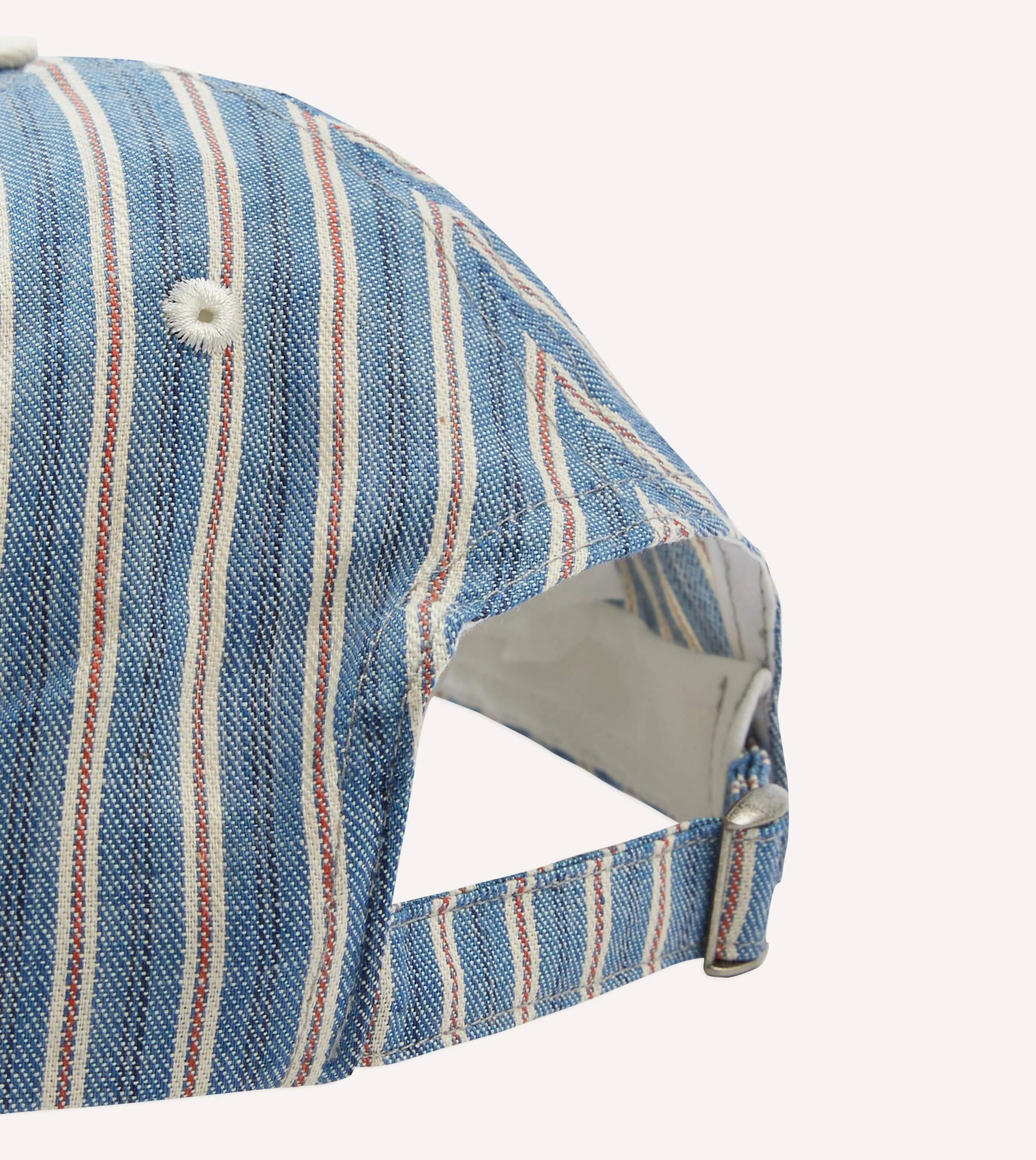 Indigo Stripe Cotton Baseball Cap sold by Drake's London product image thumbnail 2