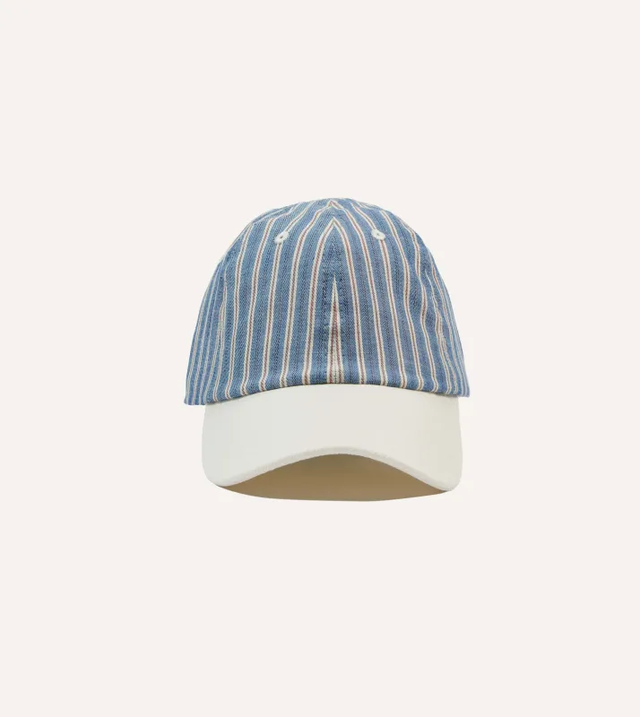 Indigo Stripe Cotton Baseball Cap sold by Drake's London