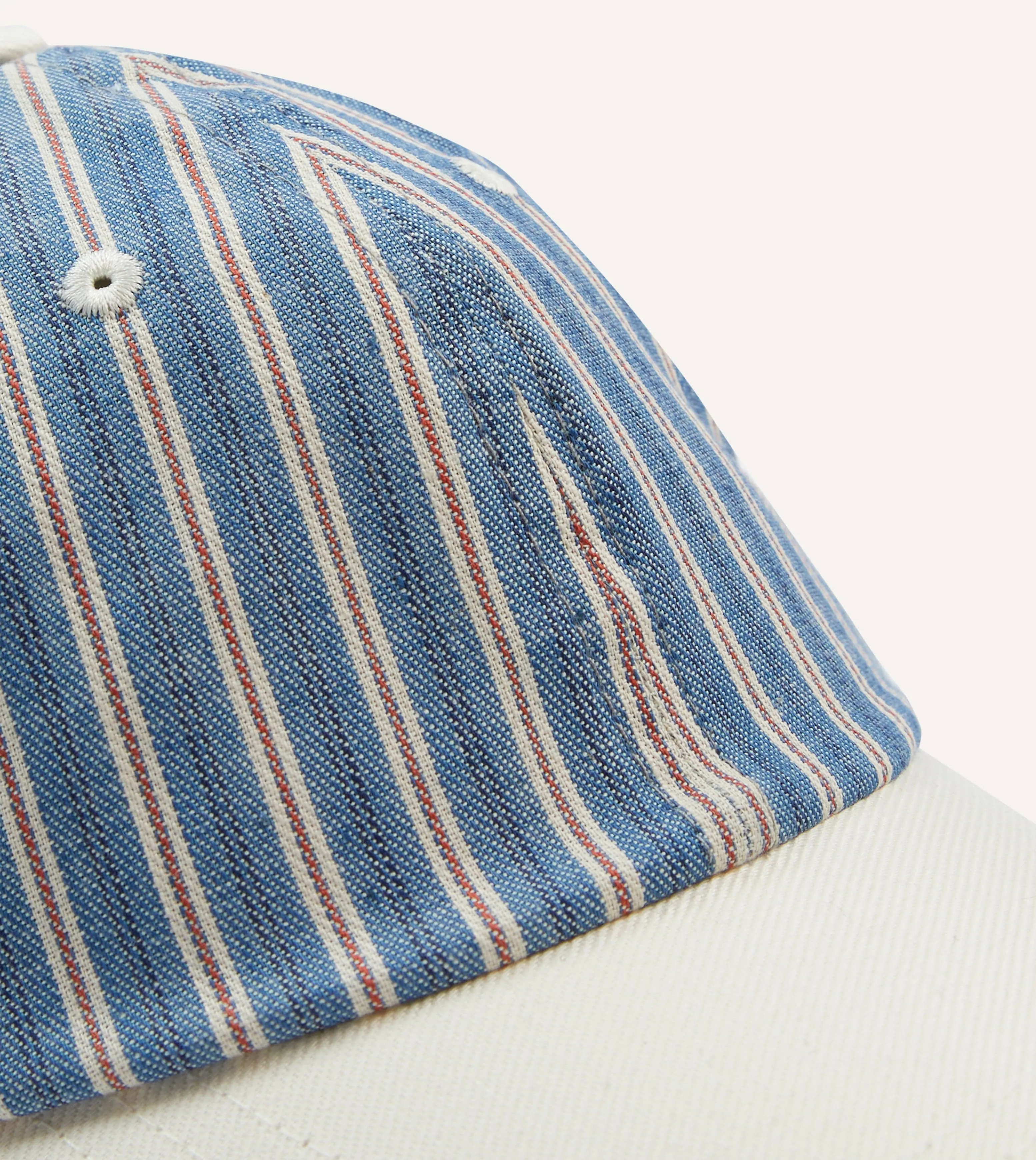 Indigo Stripe Cotton Baseball Cap sold by Drake's London product image thumbnail 3