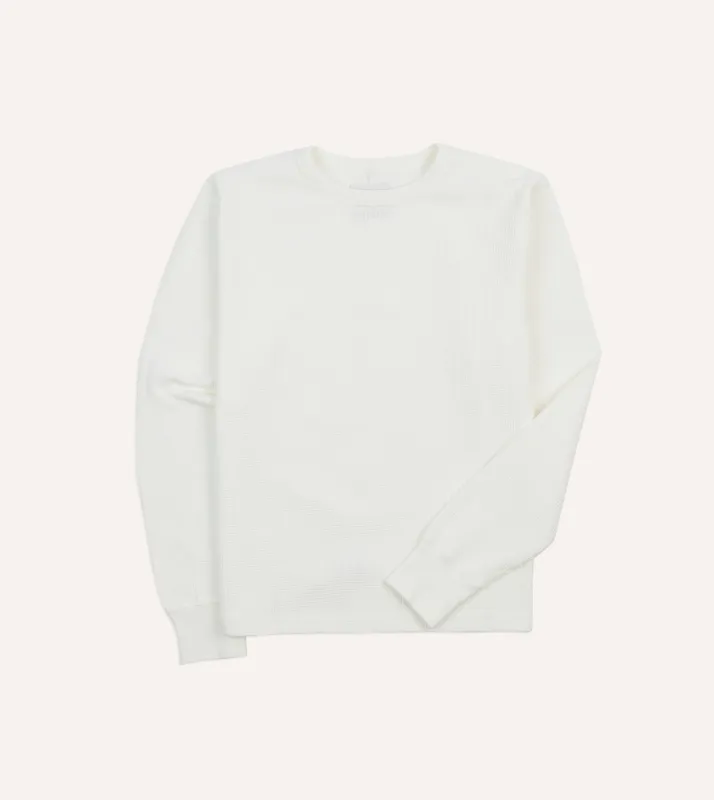 White Waffle Knit Long-Sleeve Hiking T-Shirt sold by Drake's London