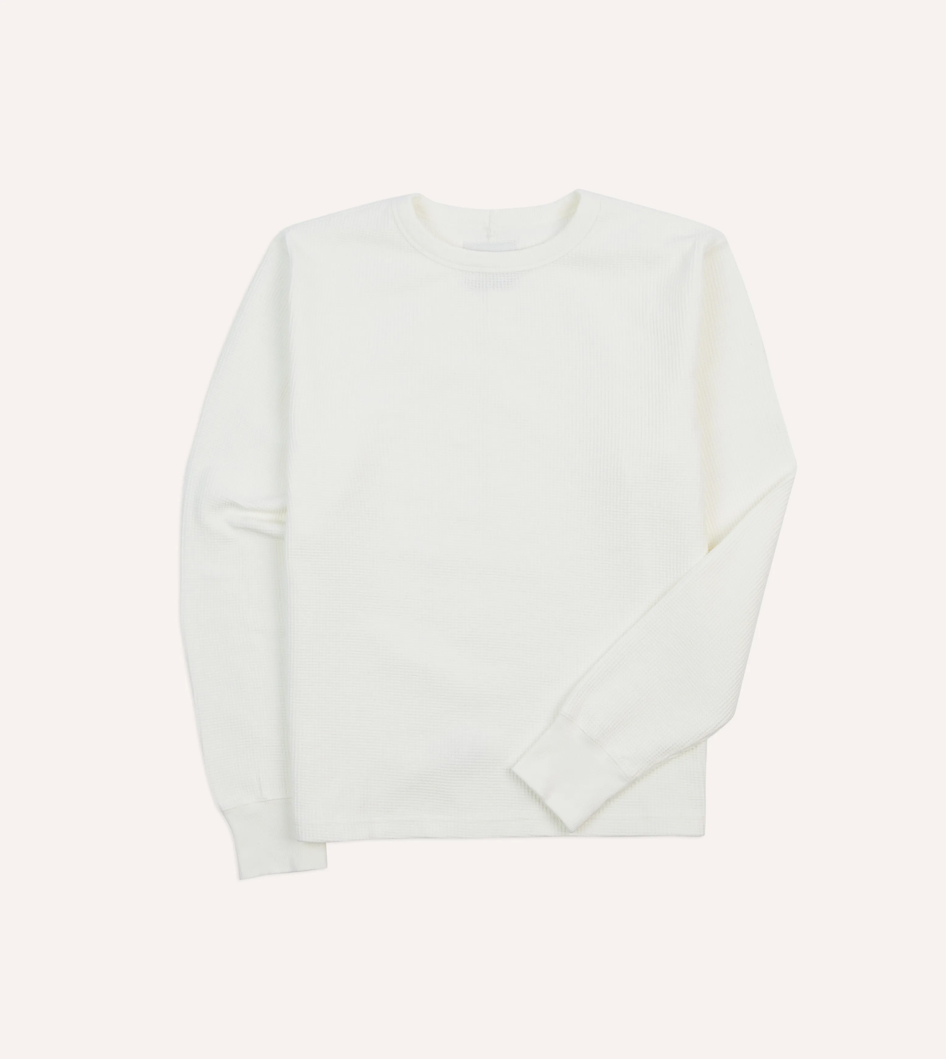 White Waffle Knit Long-Sleeve Hiking T-Shirt sold by Drake's London