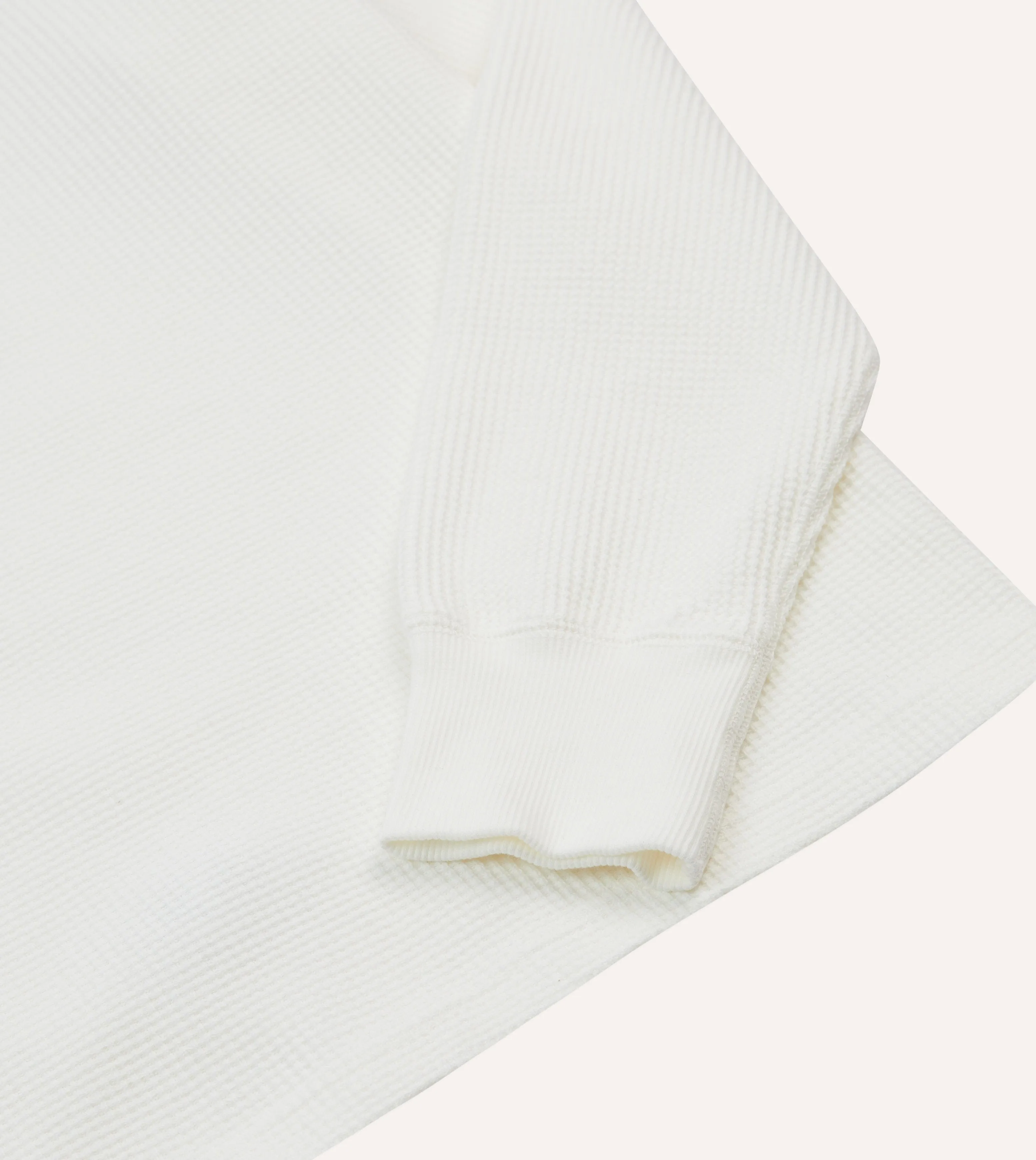 White Waffle Knit Long-Sleeve Hiking T-Shirt sold by Drake's London product image thumbnail 4