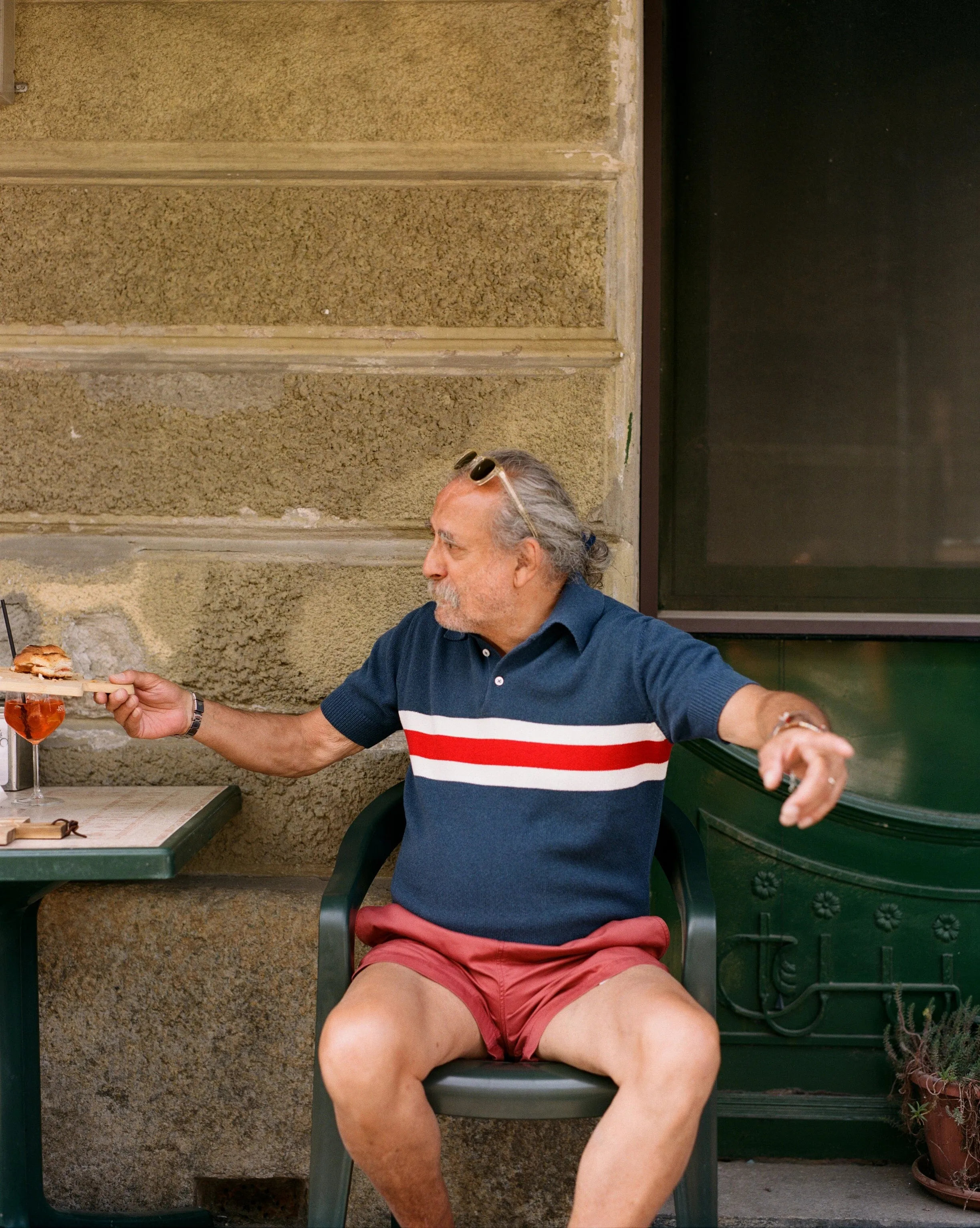 Blue Stripe Knitted Crepe Cotton Short-Sleeve Polo Shirt sold by Drake's London product image thumbnail 5